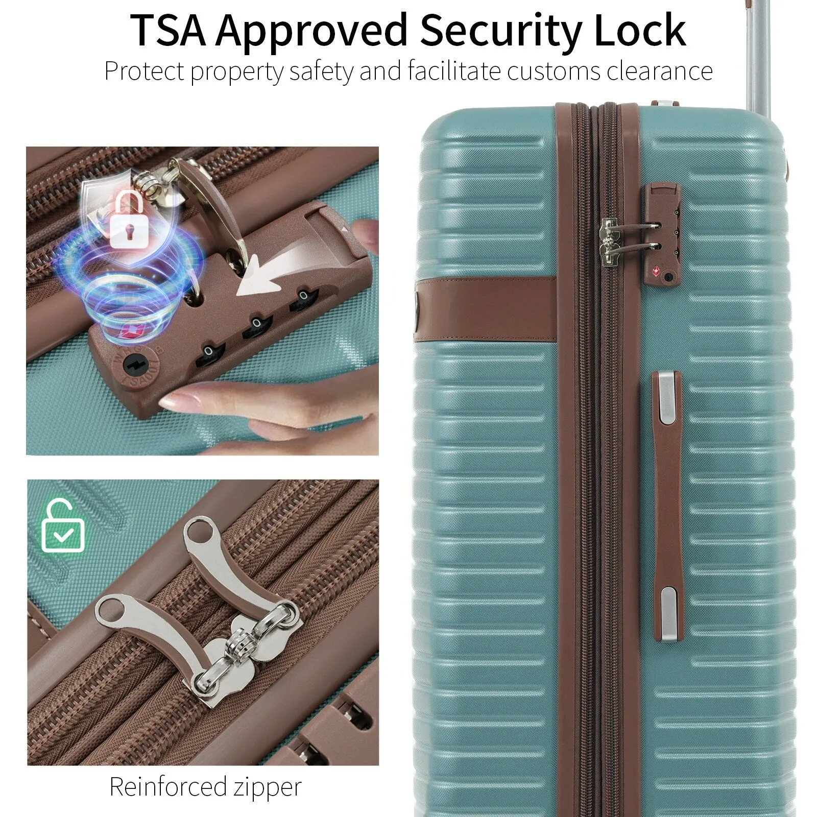 ABS Expandable Luggage with 4 Packing Cubes and TSA Lock, 4 Piece Luggage Set with Spinner Wheels for Men Women (16/20/24/28)