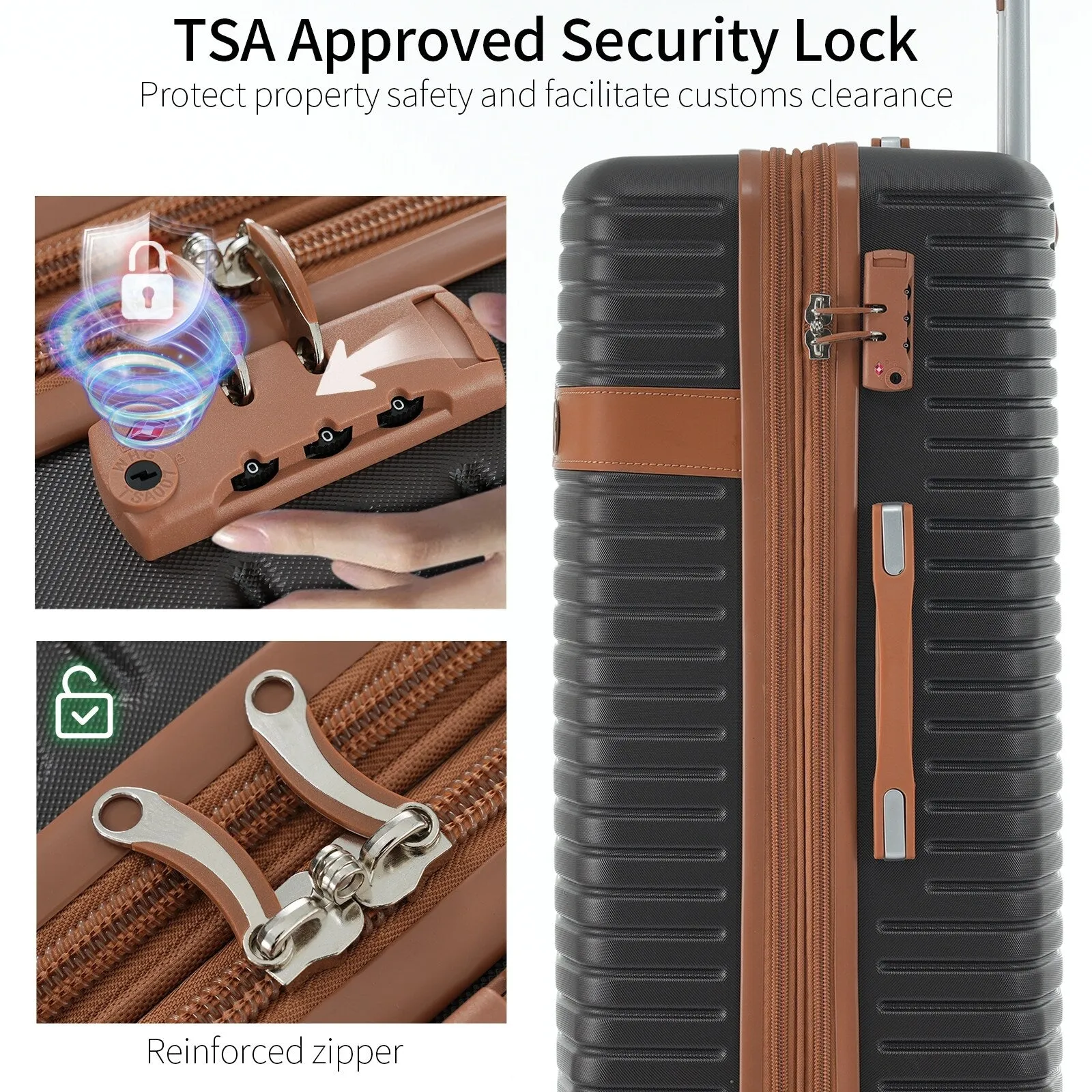 ABS Expandable Luggage with 4 Packing Cubes and TSA Lock, 4 Piece Luggage Set with Spinner Wheels for Men Women (16/20/24/28)
