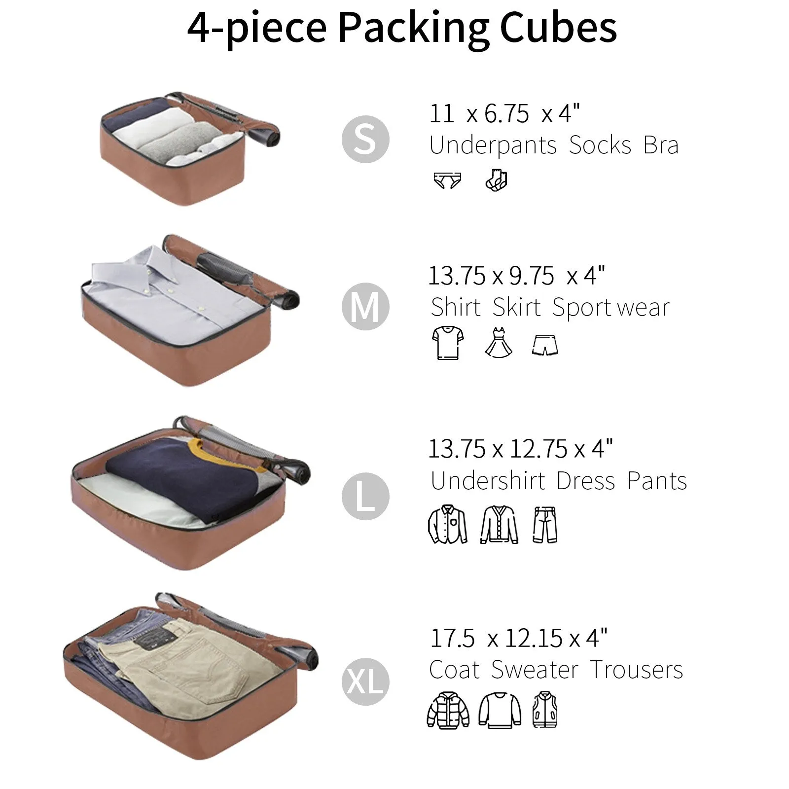 ABS Expandable Luggage with 4 Packing Cubes and TSA Lock, 4 Piece Luggage Set with Spinner Wheels for Men Women (16/20/24/28)