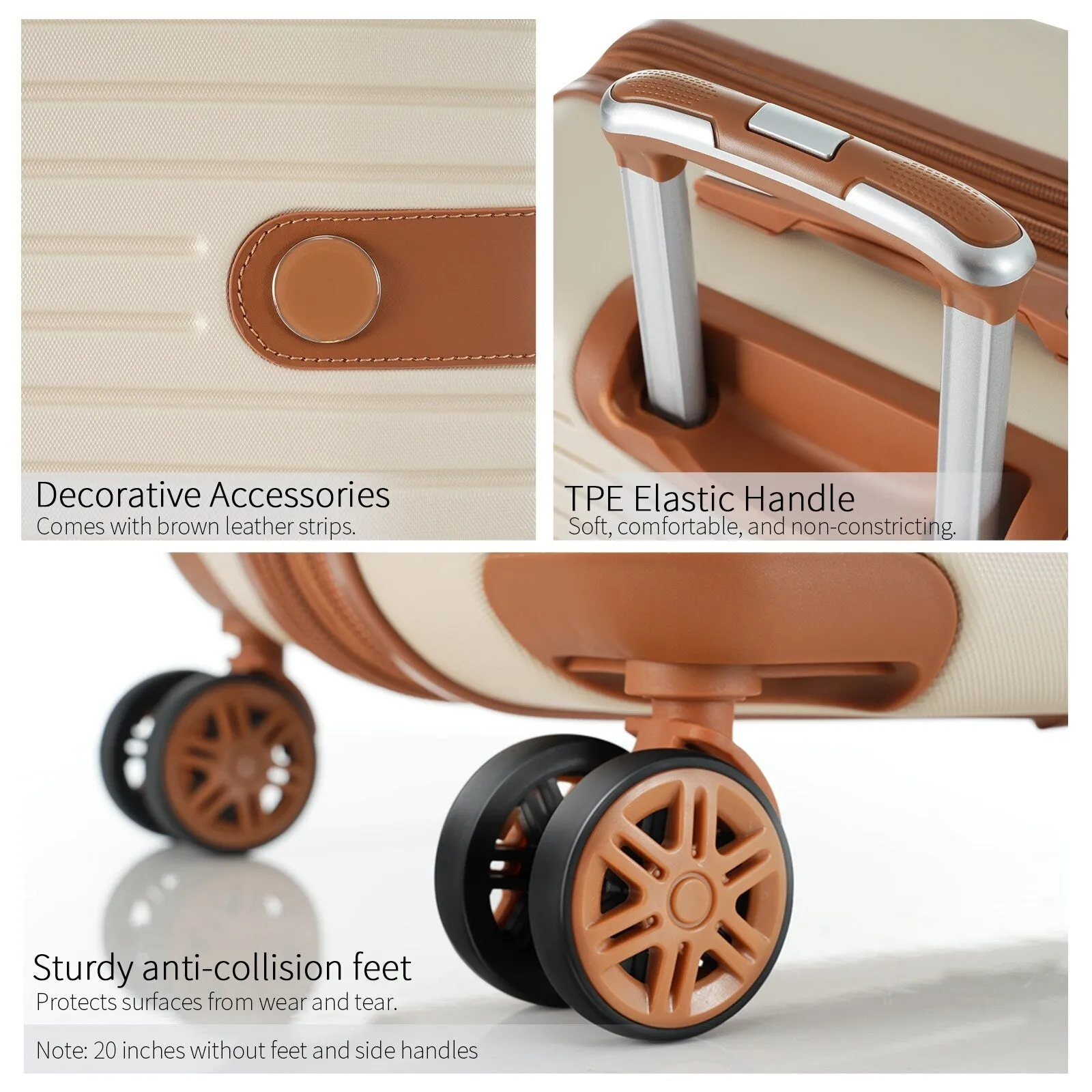ABS Expandable Luggage with 4 Packing Cubes and TSA Lock, 4 Piece Luggage Set with Spinner Wheels for Men Women (16/20/24/28)