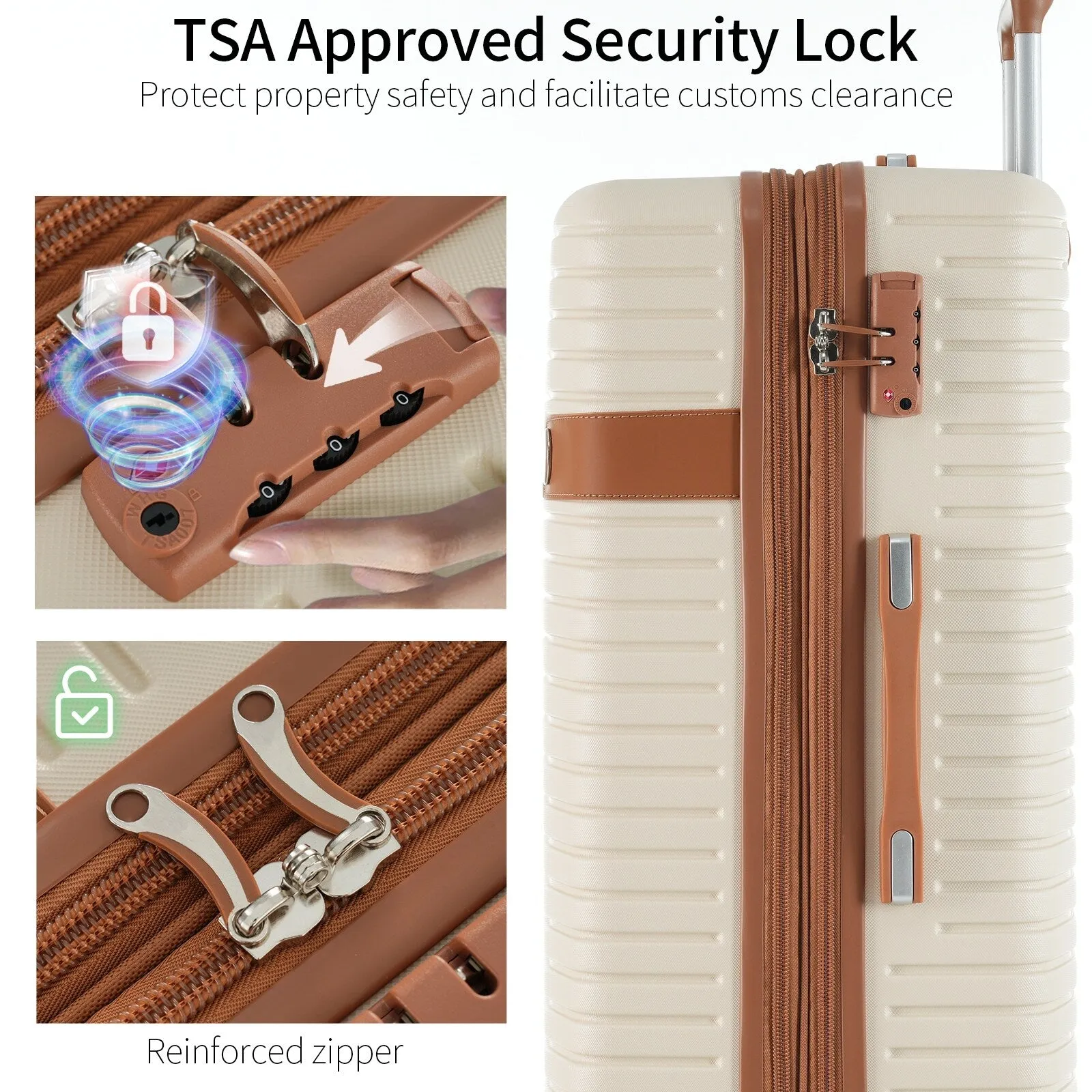 ABS Expandable Luggage with 4 Packing Cubes and TSA Lock, 4 Piece Luggage Set with Spinner Wheels for Men Women (16/20/24/28)
