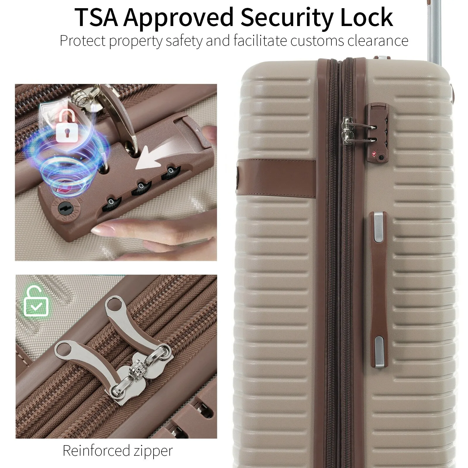 ABS Expandable Luggage with 4 Packing Cubes and TSA Lock, 4 Piece Luggage Set with Spinner Wheels for Men Women (16/20/24/28)