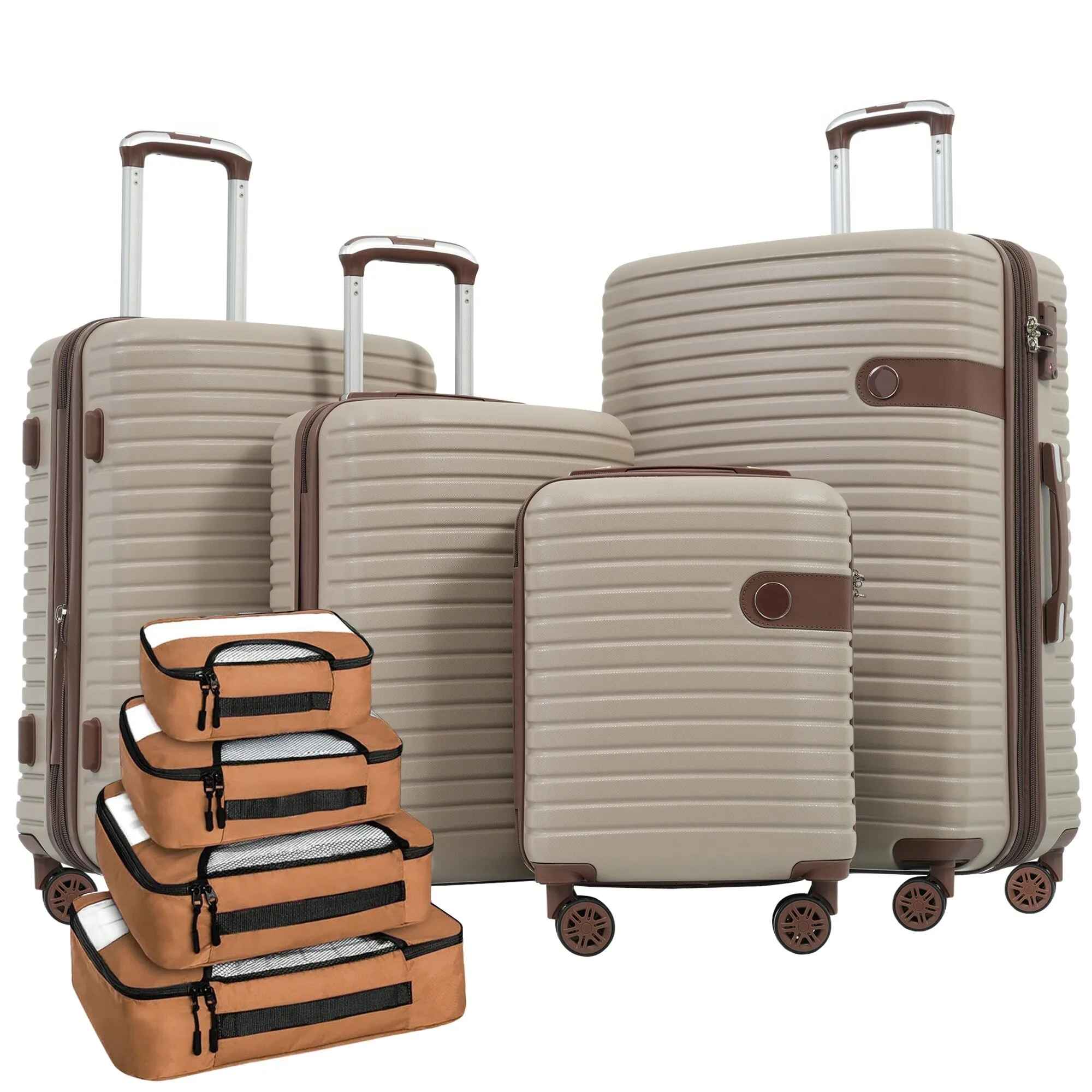 ABS Expandable Luggage with 4 Packing Cubes and TSA Lock, 4 Piece Luggage Set with Spinner Wheels for Men Women (16/20/24/28)