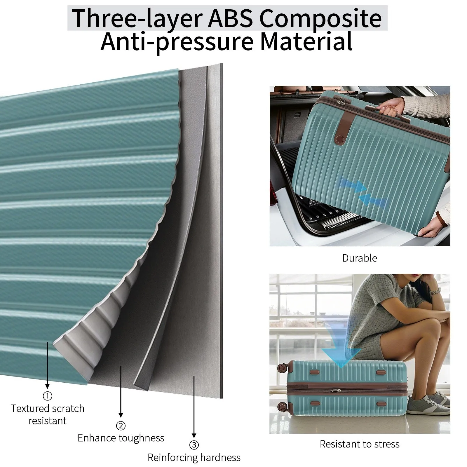 ABS Expandable Luggage with 4 Packing Cubes and TSA Lock, 4 Piece Luggage Set with Spinner Wheels for Men Women (16/20/24/28)