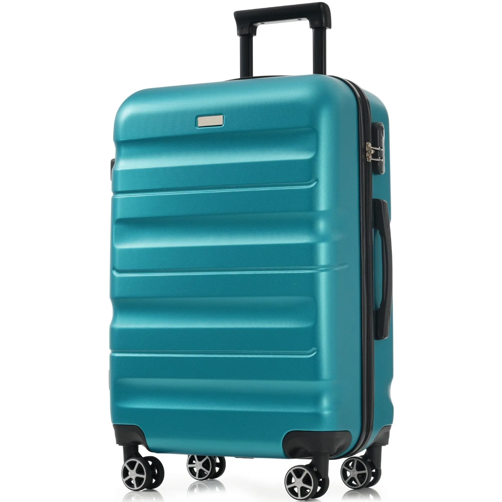 ABS Luggage Set with Spinner Wheels and Expandable 8-piece Pocket, Hardshell Lightweight Suitcase with Lock