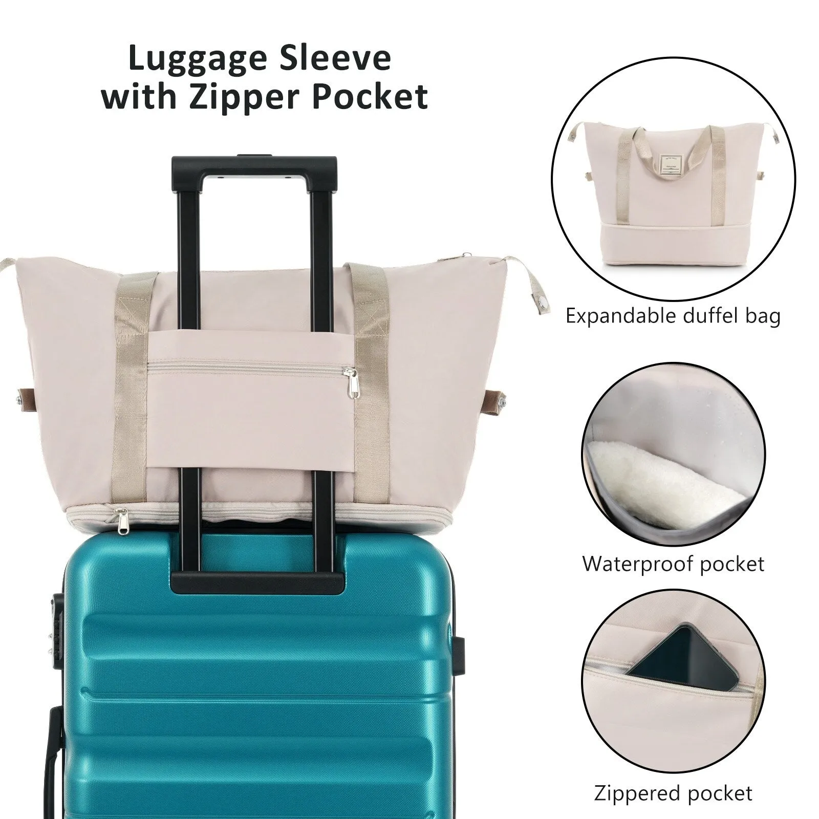 ABS Luggage Set with Spinner Wheels and Expandable 8-piece Pocket, Hardshell Lightweight Suitcase with Lock
