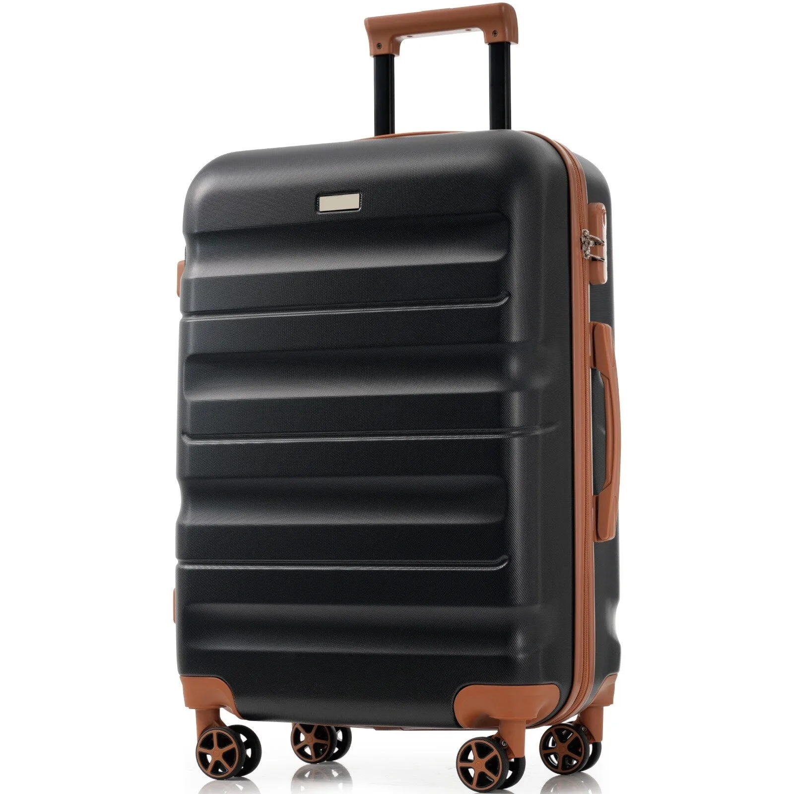 ABS Luggage Set with Spinner Wheels and Expandable 8-piece Pocket, Hardshell Lightweight Suitcase with Lock