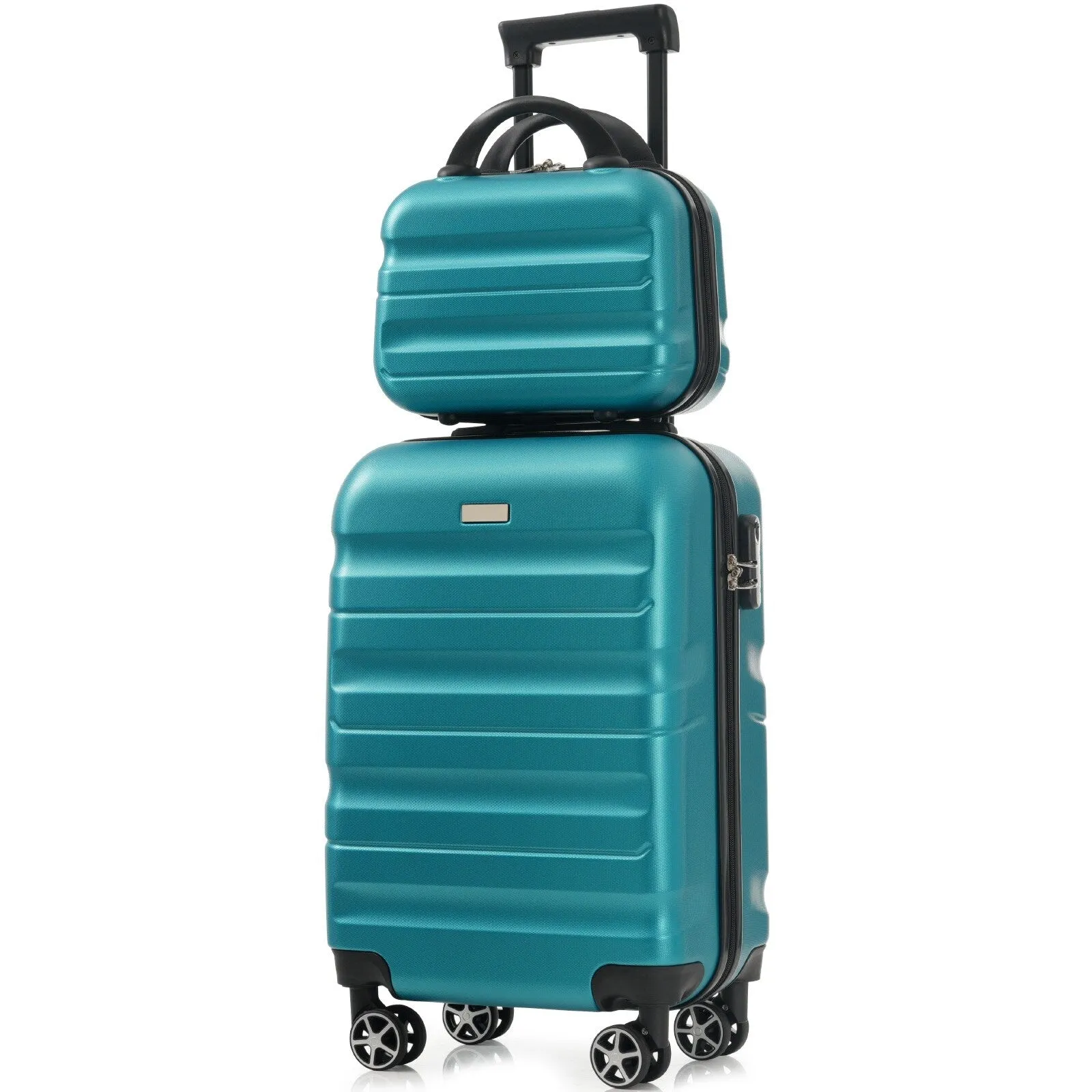 ABS Luggage Set with Spinner Wheels and Expandable 8-piece Pocket, Hardshell Lightweight Suitcase with Lock