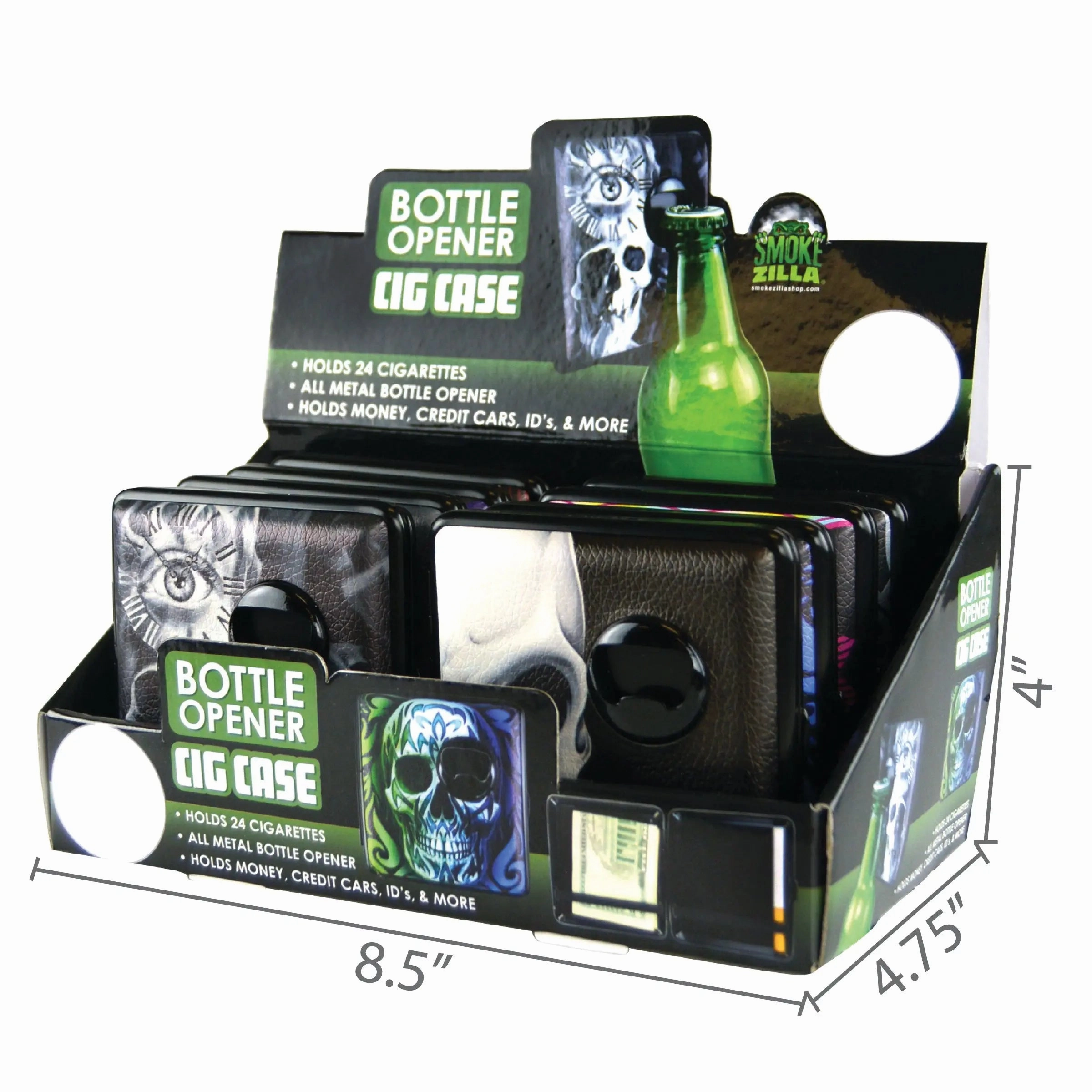 Cigarette Case with Bottle Opener - 8 Pieces Per Retail Ready Display 21884
