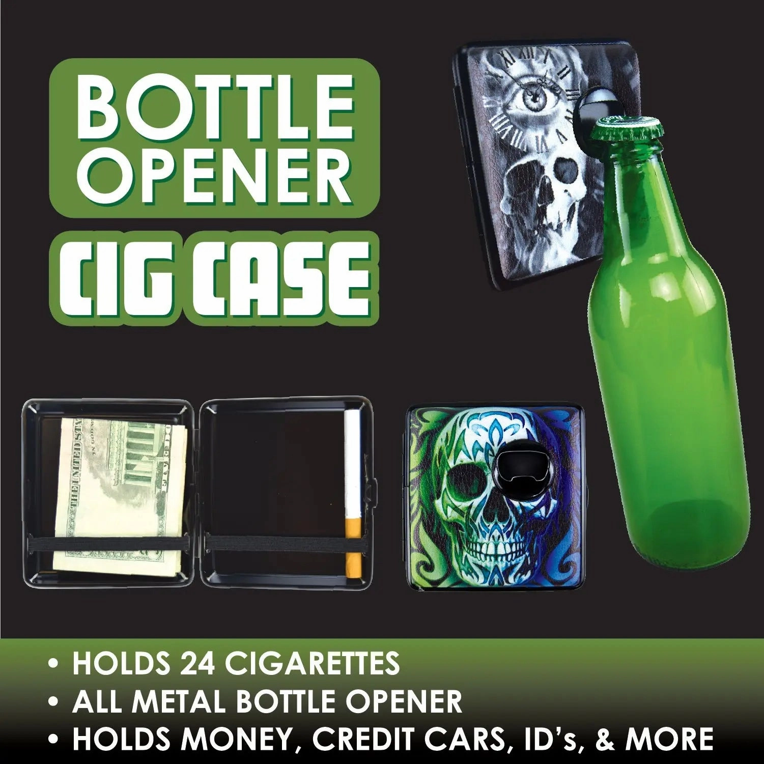 Cigarette Case with Bottle Opener - 8 Pieces Per Retail Ready Display 21884