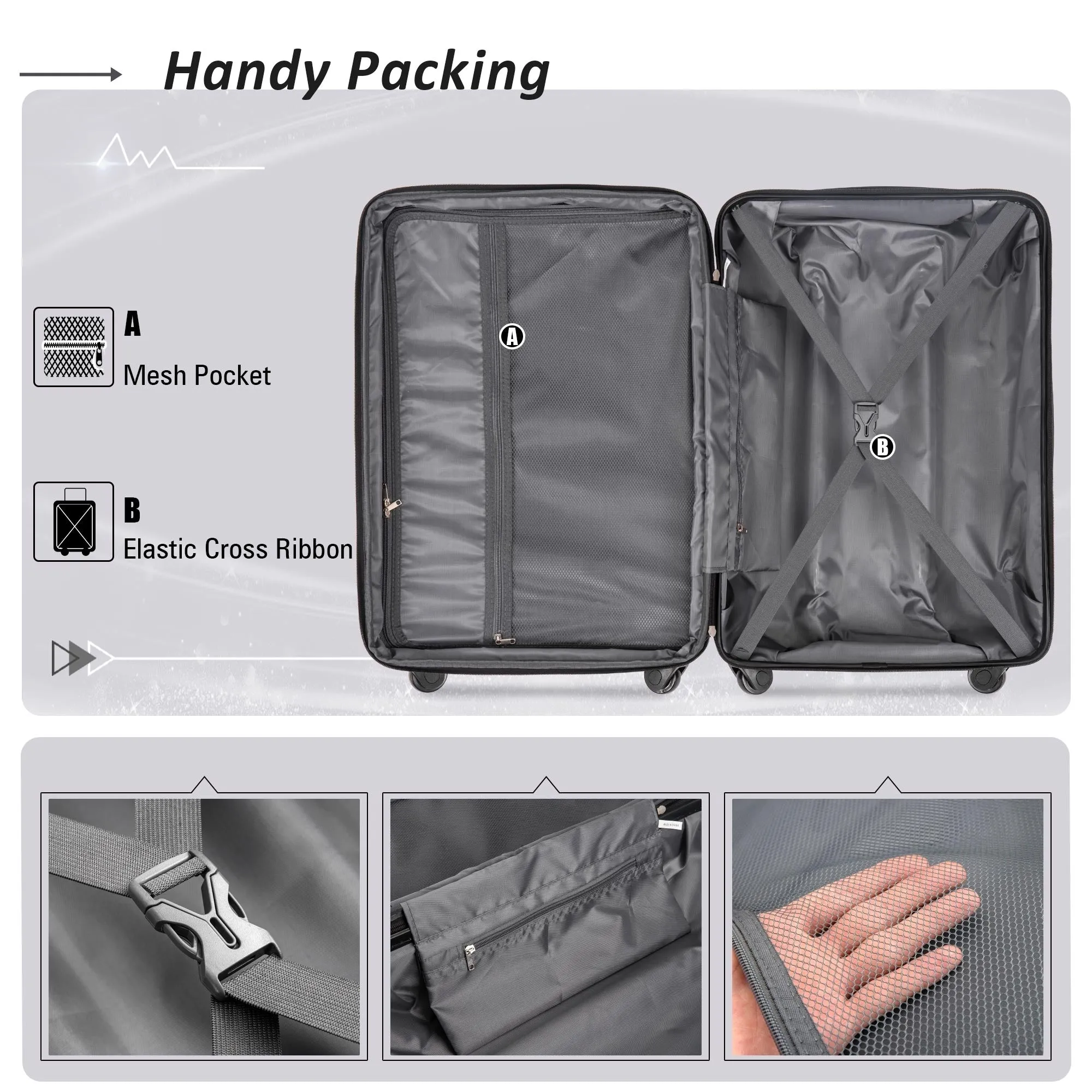 Expanable Spinner Wheel 2 Piece Luggage Set ABS Lightweight Suitcase with TSA Lock 20" 24"