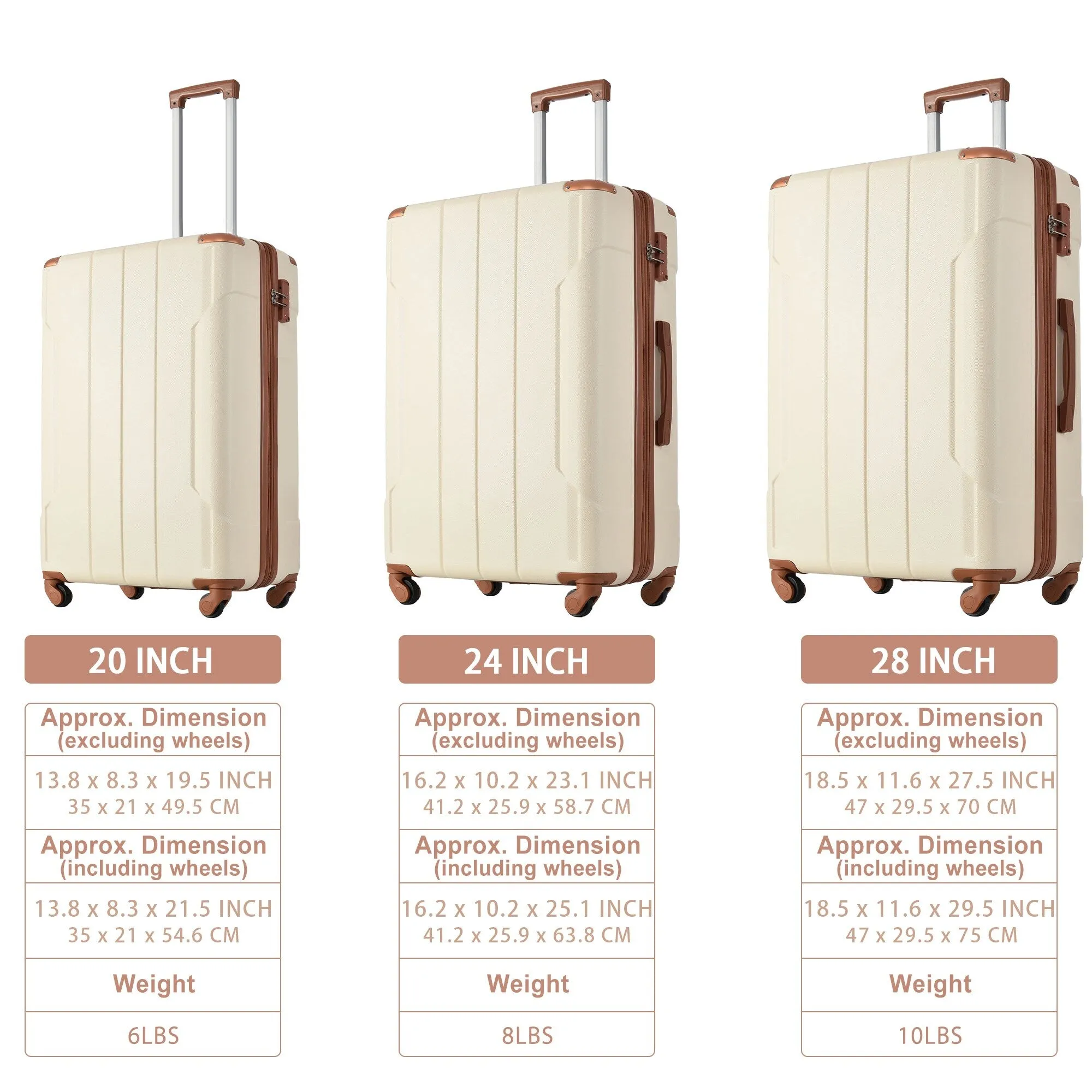 Expansion Hardshell Luggage Sets with TSA Lock & Spinner, 20''24''28''