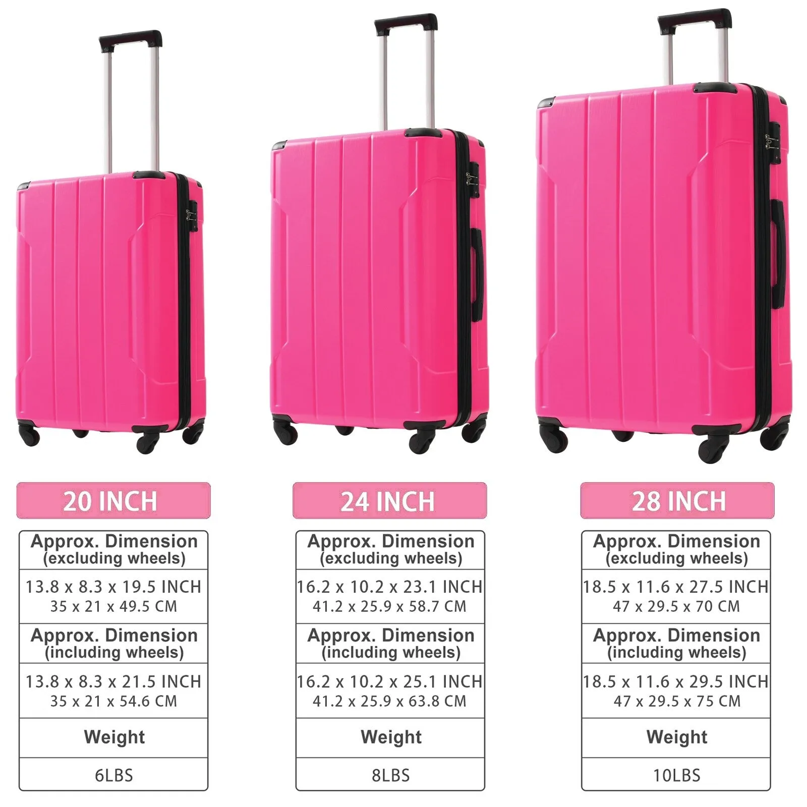 Expansion Hardshell Luggage Sets with TSA Lock & Spinner, 20''24''28''