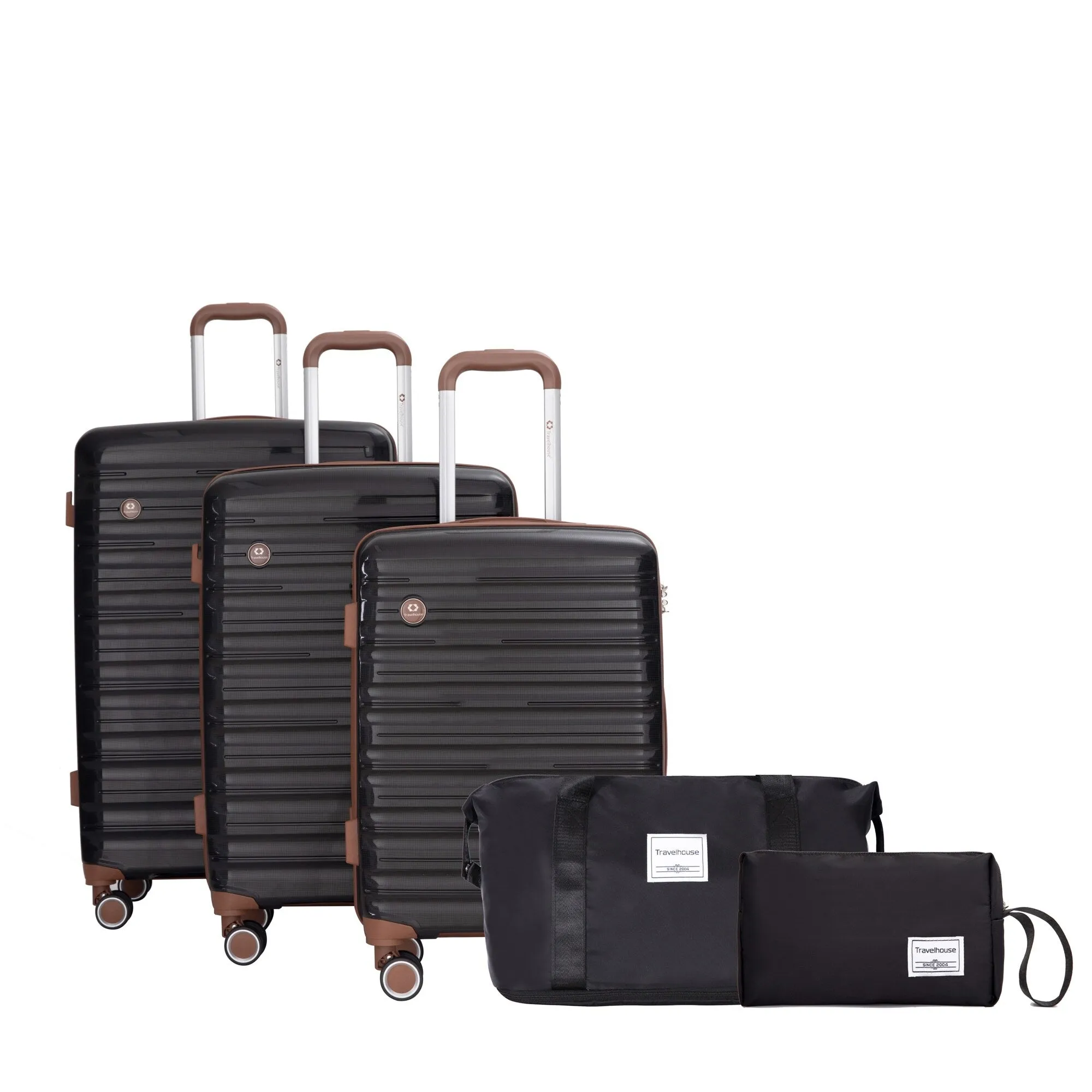 Hardshell Luggage Set with Travel Bag and Toiletry Bag, 5-Piece Suitcase Set with TSA Lock and Rotatable Spinner Wheels
