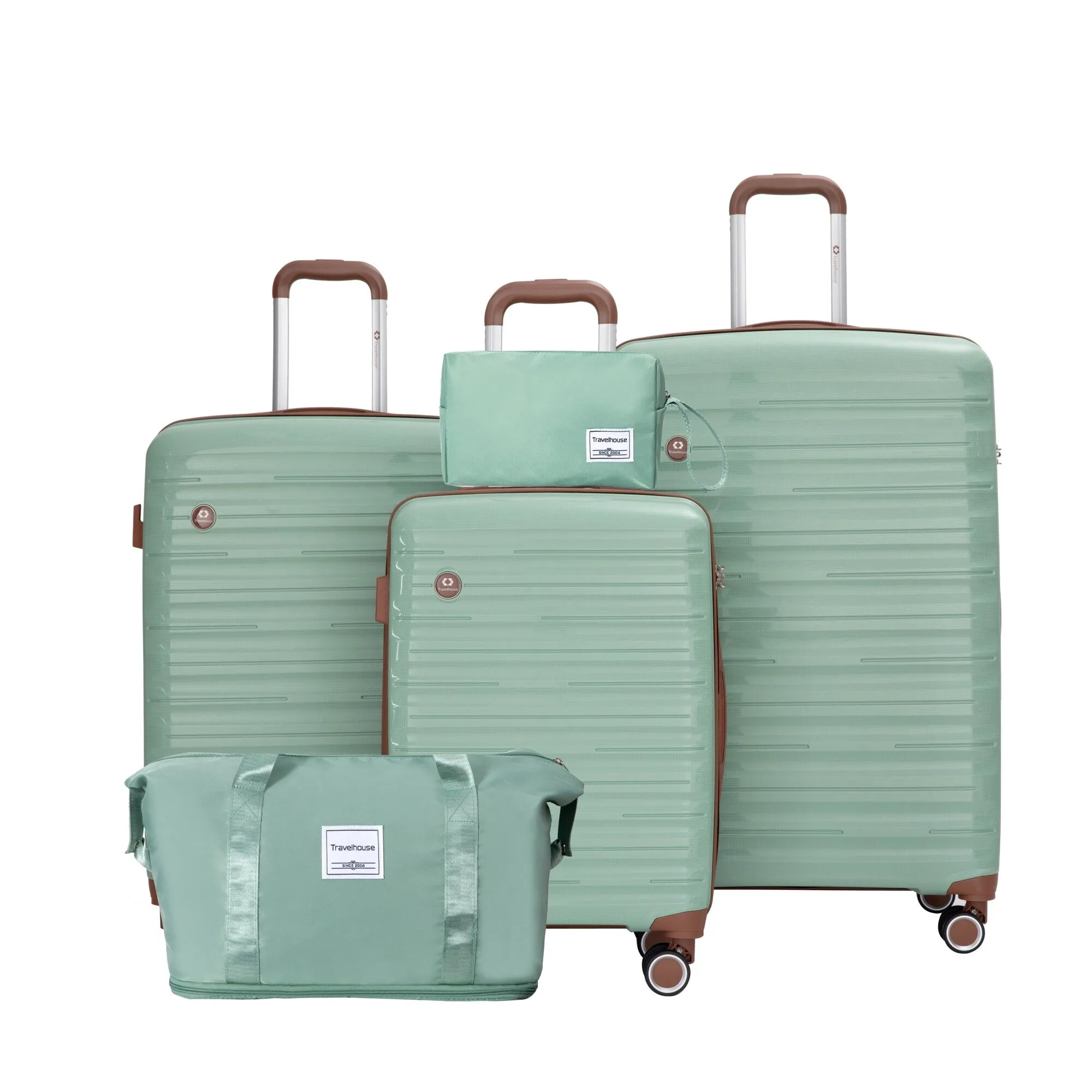 Hardshell Luggage Set with Travel Bag and Toiletry Bag, 5-Piece Suitcase Set with TSA Lock and Rotatable Spinner Wheels