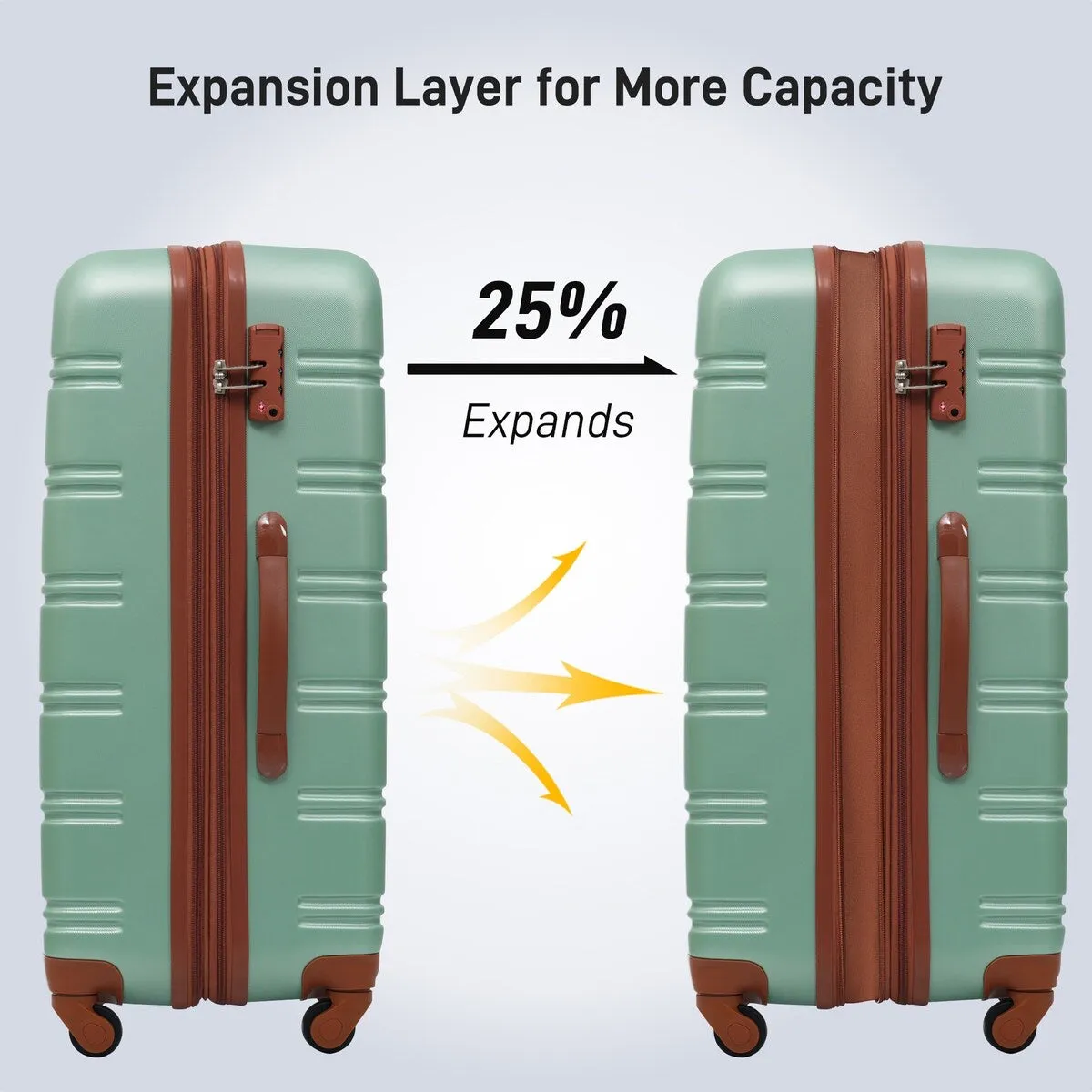 Hardshell Luggage Sets 2Pcs   bag Spinner Suitcase with TSA Lock Lightweight