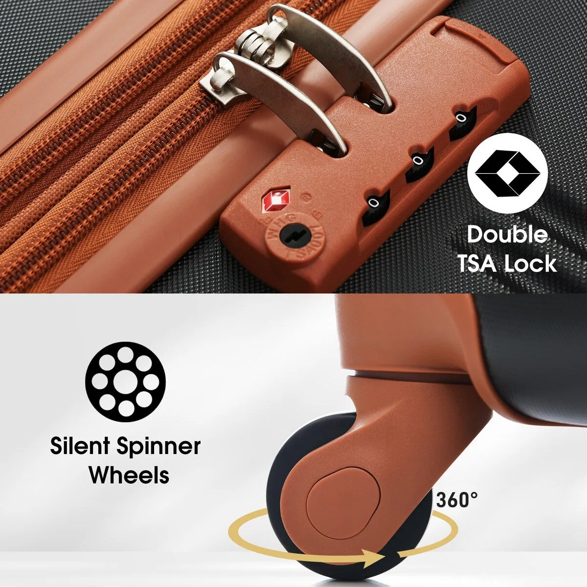 Hardshell Luggage Sets 2Pcs   bag Spinner Suitcase with TSA Lock Lightweight