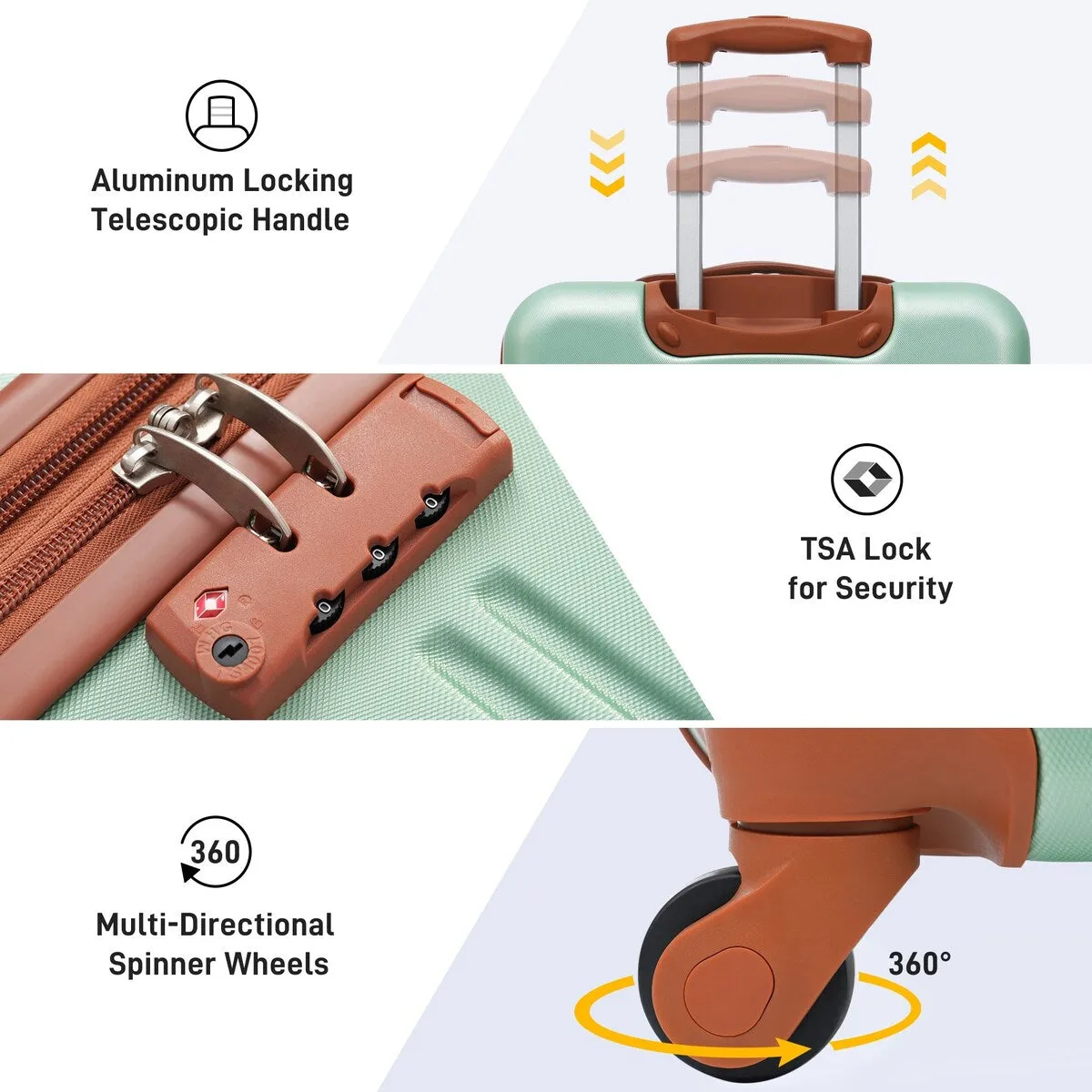 Hardshell Luggage Sets 2Pcs   bag Spinner Suitcase with TSA Lock Lightweight