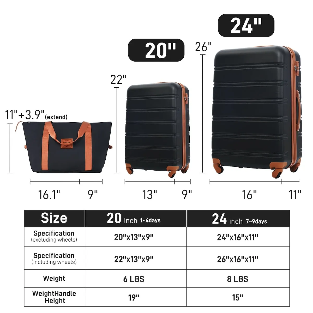 Hardshell Luggage Sets 2Pcs   bag Spinner Suitcase with TSA Lock Lightweight