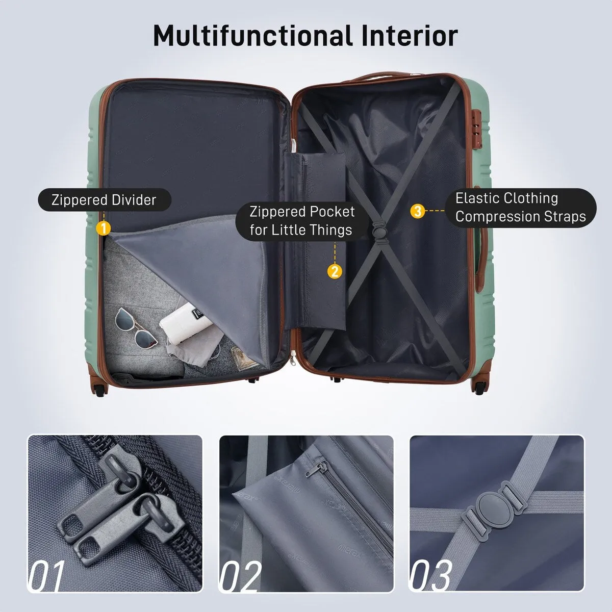 Hardshell Luggage Sets 2Pcs   bag Spinner Suitcase with TSA Lock Lightweight