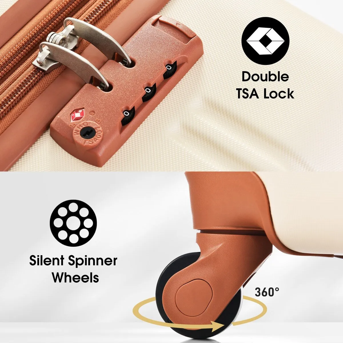Hardshell Luggage Sets 2Pcs   bag Spinner Suitcase with TSA Lock Lightweight