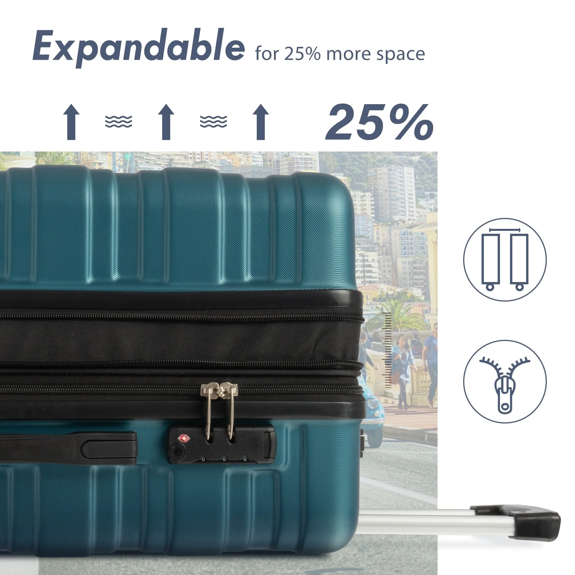 Hardshell Luggage Sets 3 Pcs Spinner Suitcase with TSA Lock Lightweight 20''24''28''