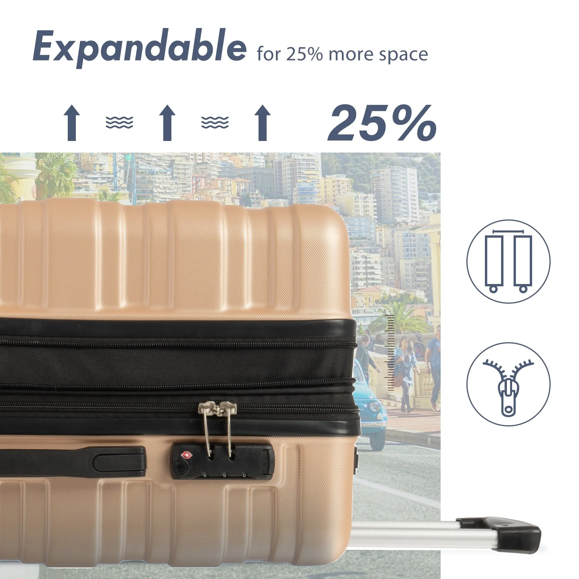 Hardshell Luggage Sets 3 Pcs Spinner Suitcase with TSA Lock Lightweight 20''24''28''