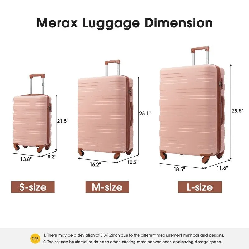 Hardshell Luggage Sets 3 Pcs Spinner Suitcase with TSA Lock Lightweight