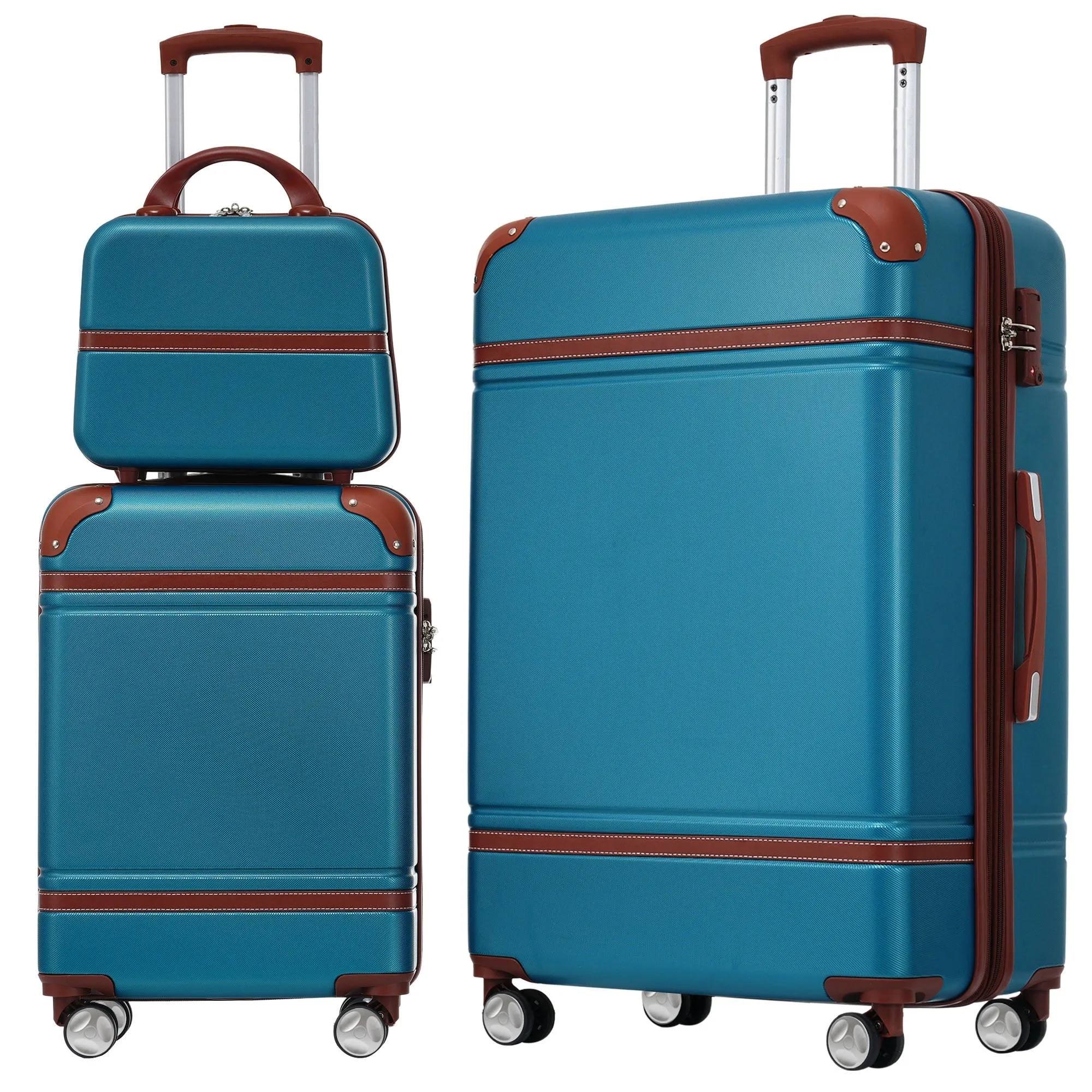 Hardshell Luggage Sets 3 Pieces 20" 28" Luggages and Cosmetic Case Spinner Suitcase with TSA Lock Lightweight
