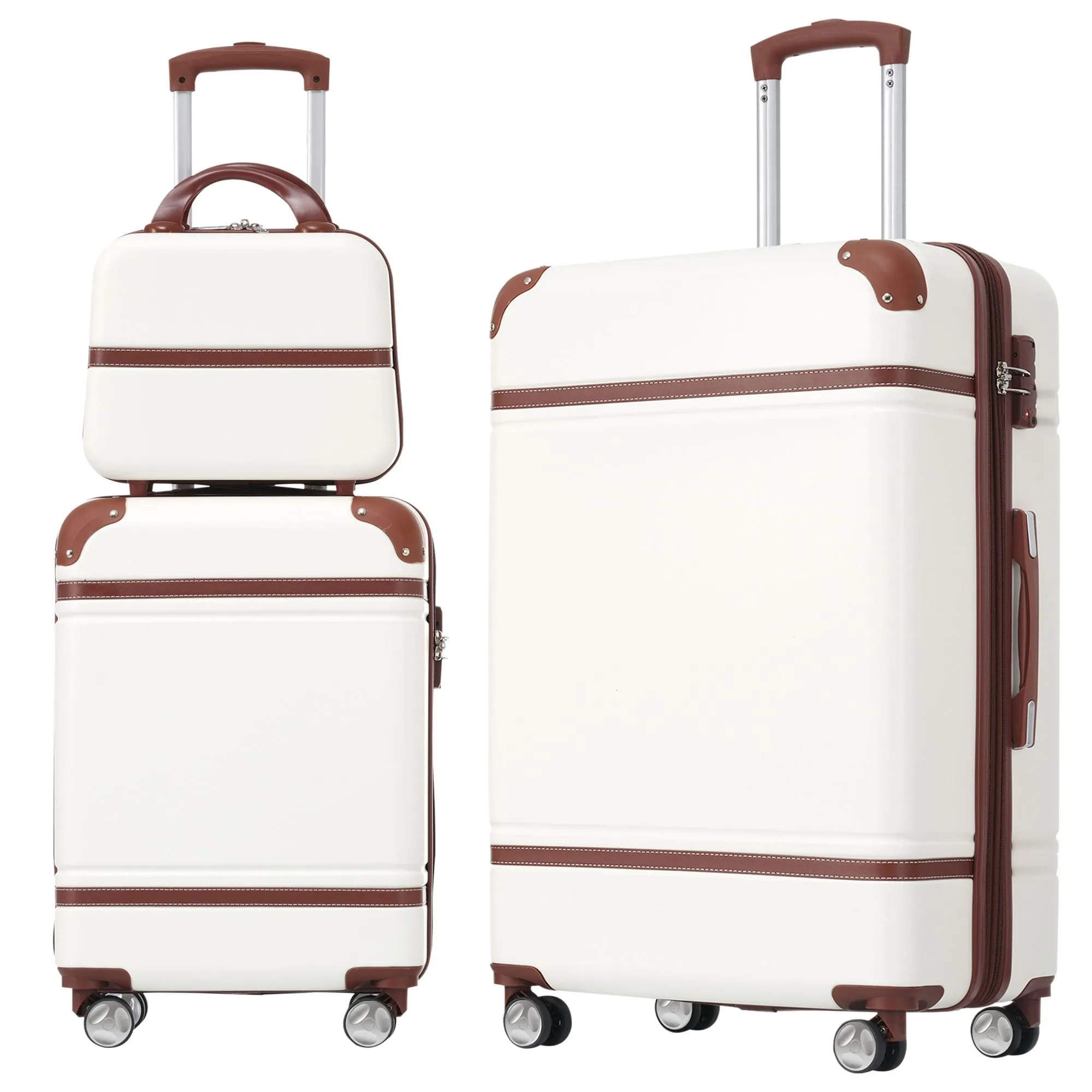 Hardshell Luggage Sets 3 Pieces 20" 28" Luggages and Cosmetic Case Spinner Suitcase with TSA Lock Lightweight