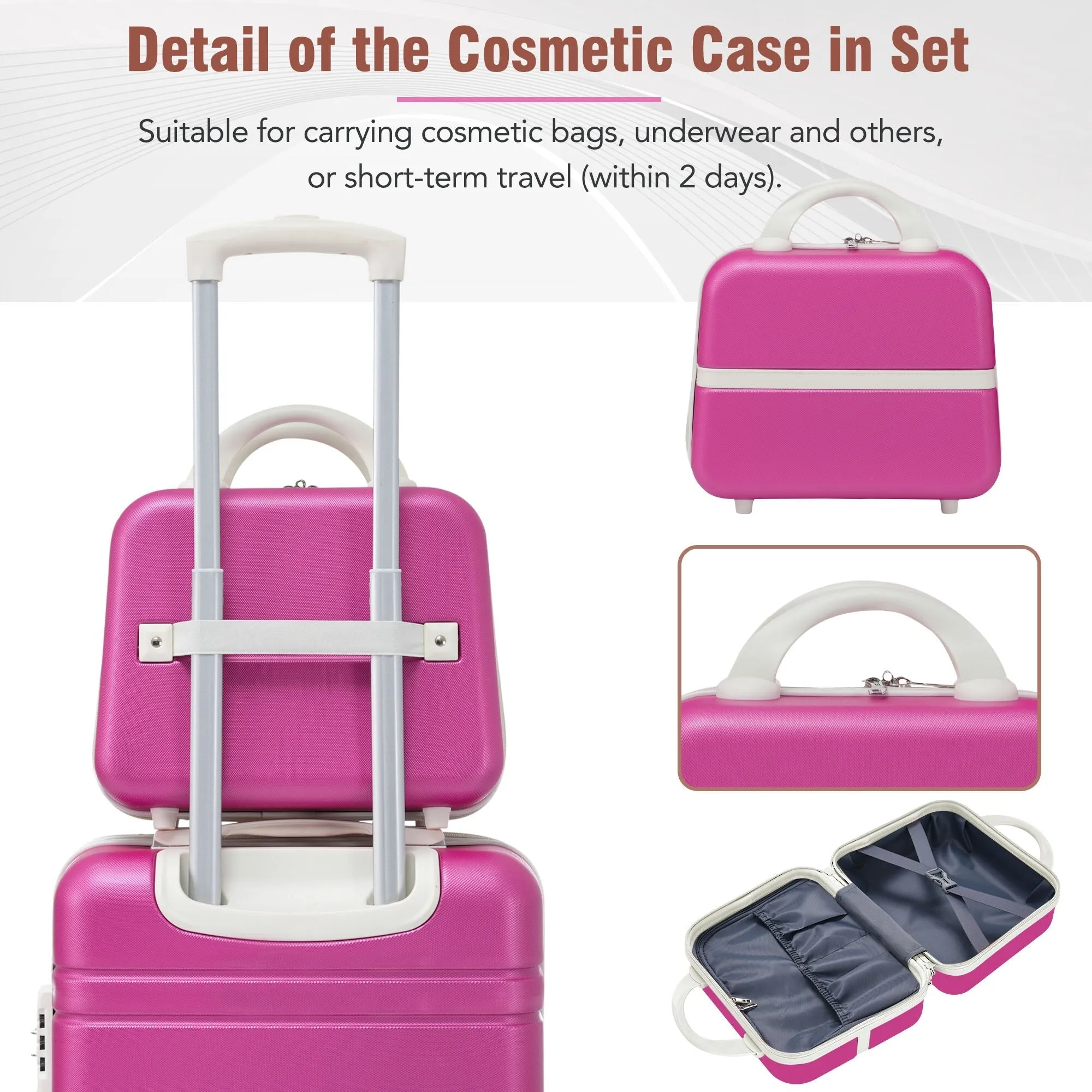 Hardshell Luggage Sets 3 Pieces 20" 28" Luggages and Cosmetic Case Spinner Suitcase with TSA Lock Lightweight
