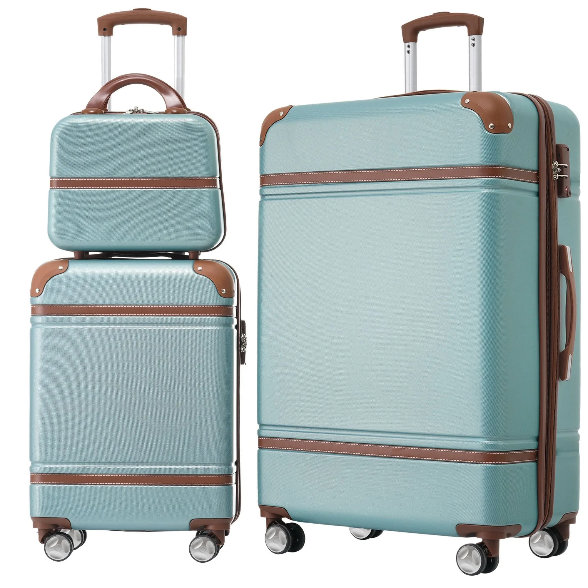 Hardshell Luggage Sets 3 Pieces 20" 28" Luggages and Cosmetic Case Spinner Suitcase with TSA Lock Lightweight