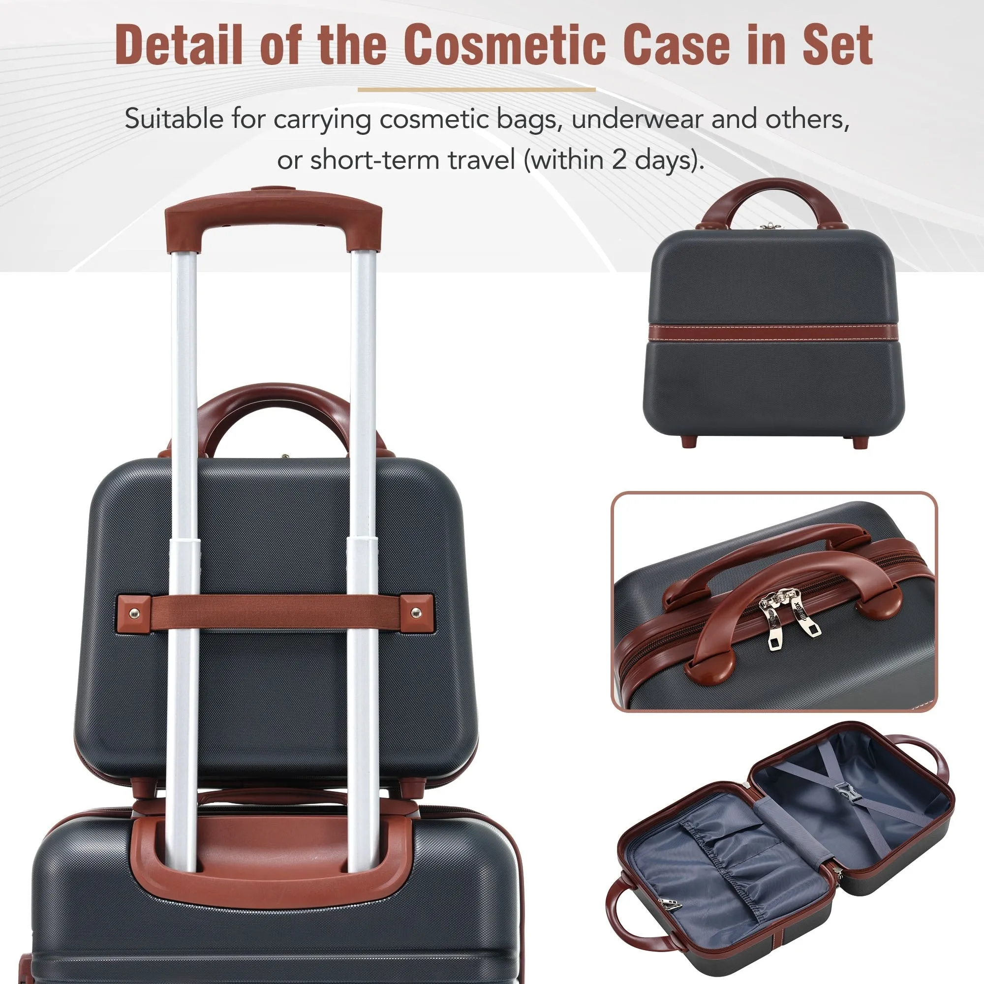 Hardshell Luggage Sets 3 Pieces 20" 28" Luggages and Cosmetic Case Spinner Suitcase with TSA Lock Lightweight