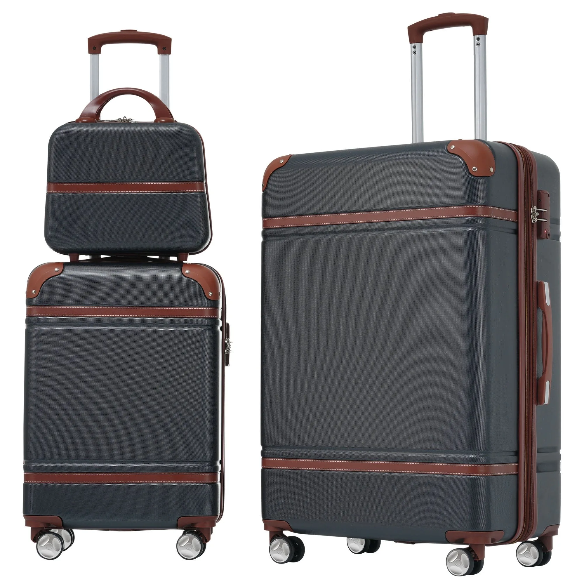 Hardshell Luggage Sets 3 Pieces 20" 28" Luggages and Cosmetic Case Spinner Suitcase with TSA Lock Lightweight