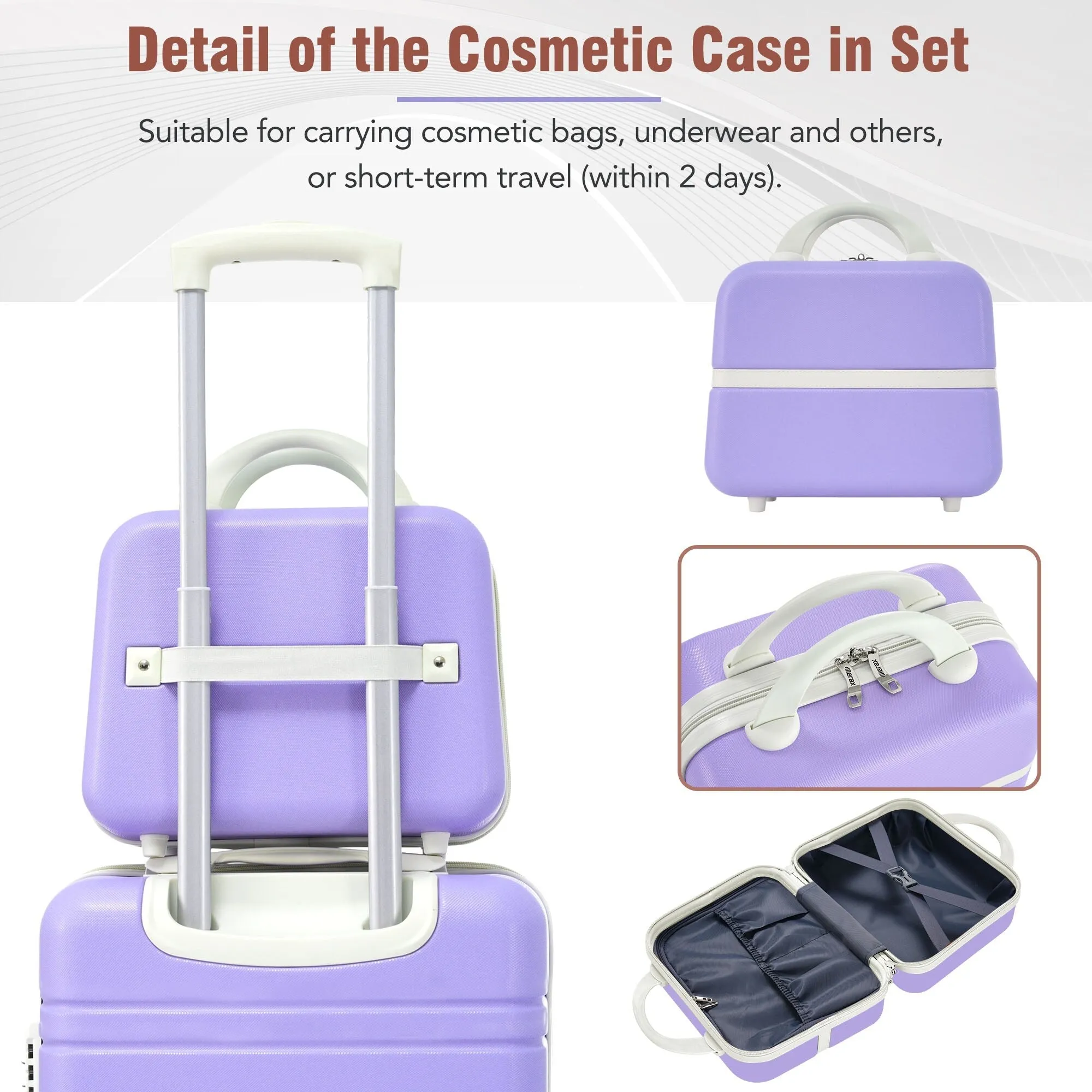 Hardshell Luggage Sets 3 Pieces 20" 28" Luggages and Cosmetic Case Spinner Suitcase with TSA Lock Lightweight