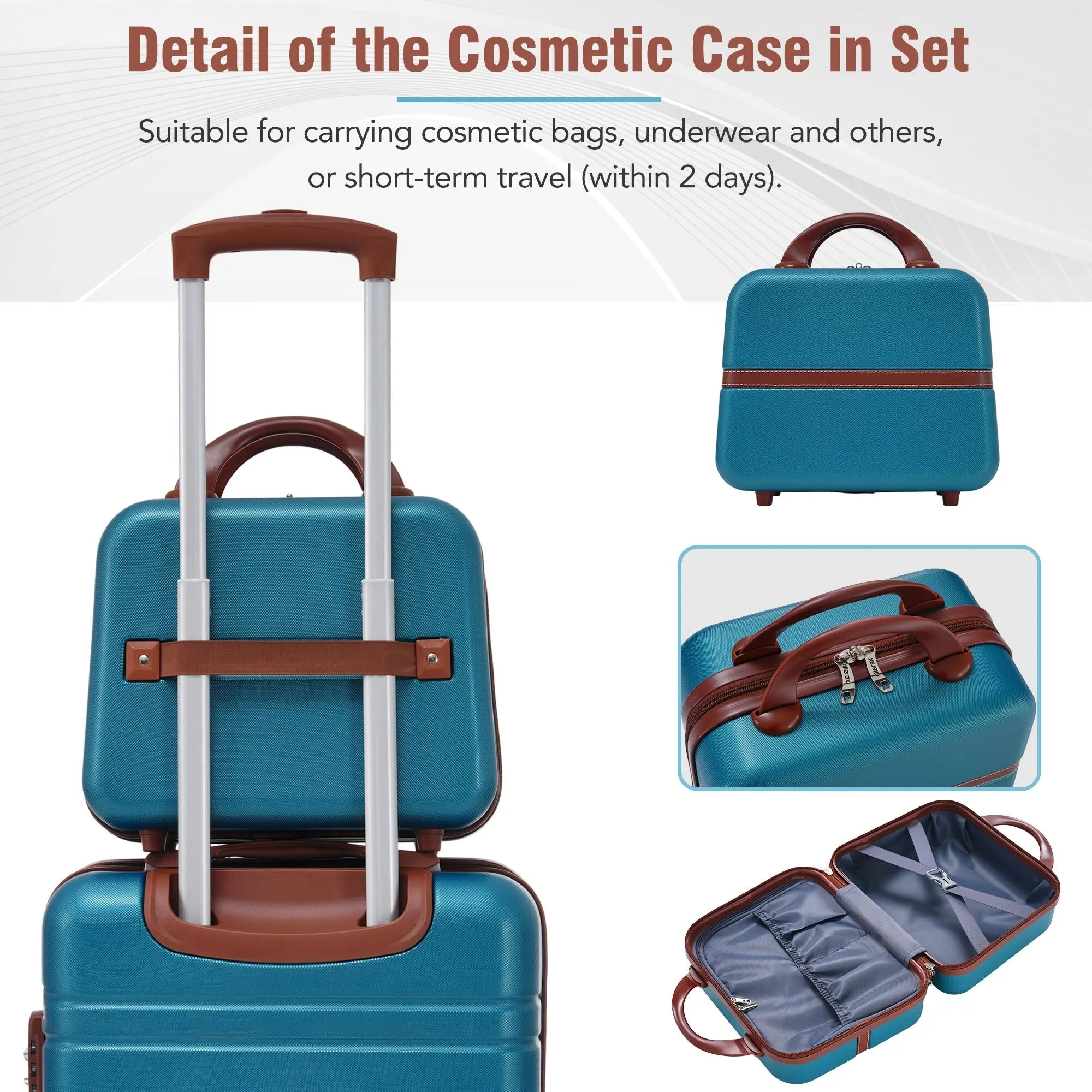 Hardshell Luggage Sets 3 Pieces 20" 28" Luggages and Cosmetic Case Spinner Suitcase with TSA Lock Lightweight