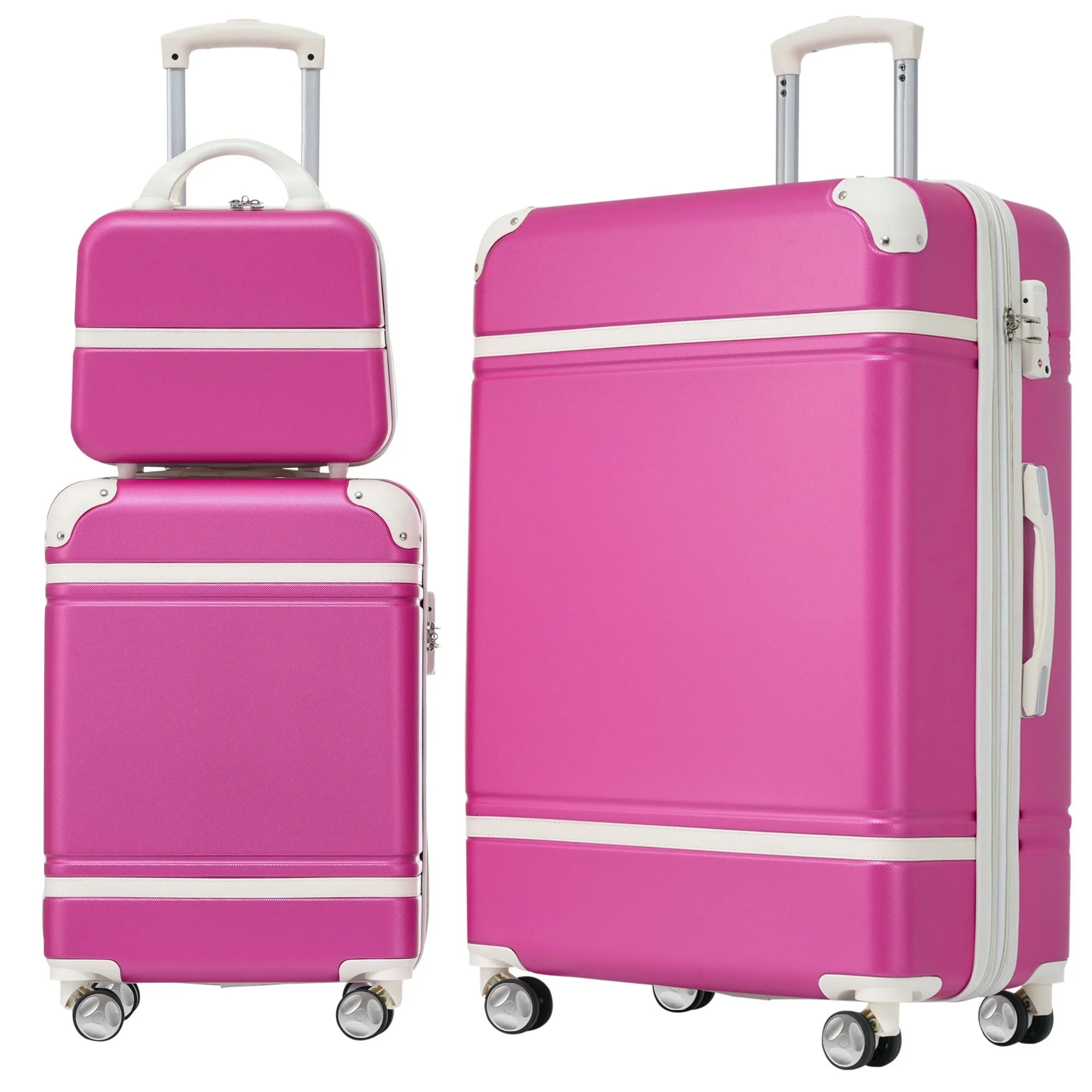 Hardshell Luggage Sets 3 Pieces 20" 28" Luggages and Cosmetic Case Spinner Suitcase with TSA Lock Lightweight