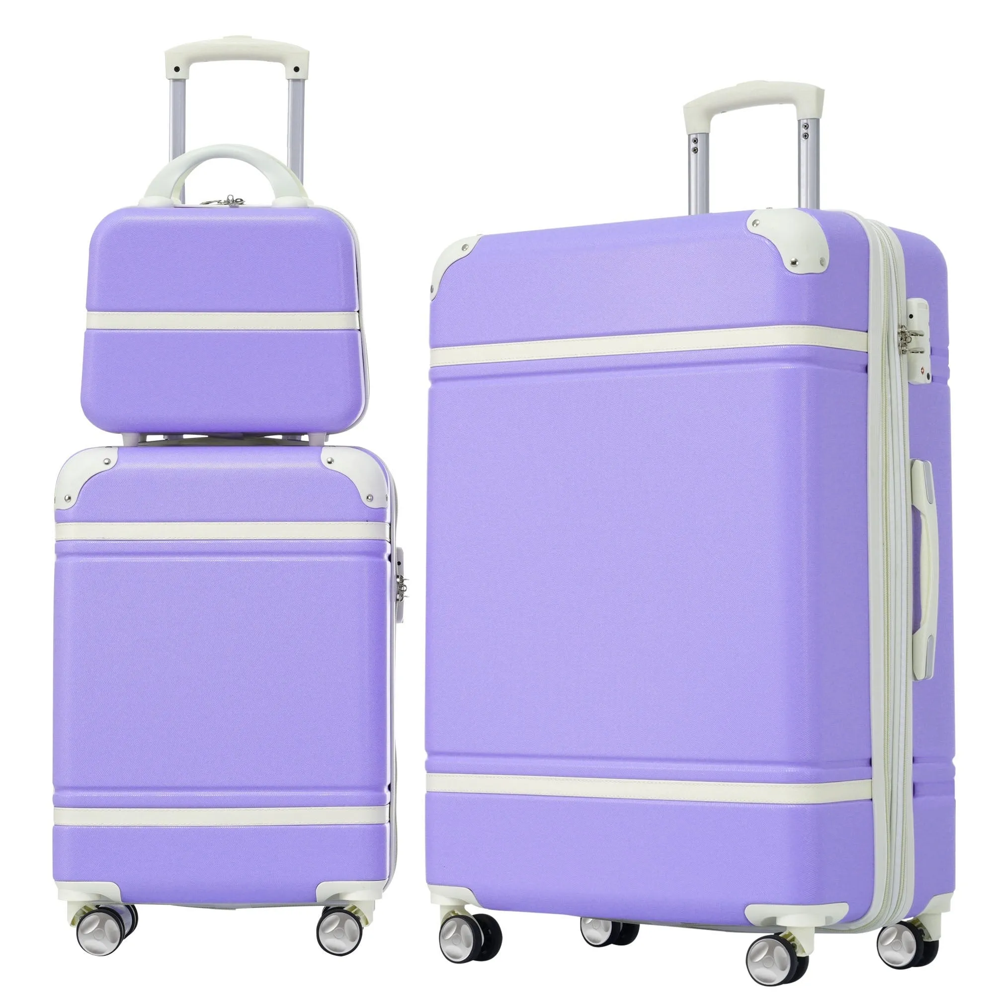 Hardshell Luggage Sets 3 Pieces 20" 28" Luggages and Cosmetic Case Spinner Suitcase with TSA Lock Lightweight