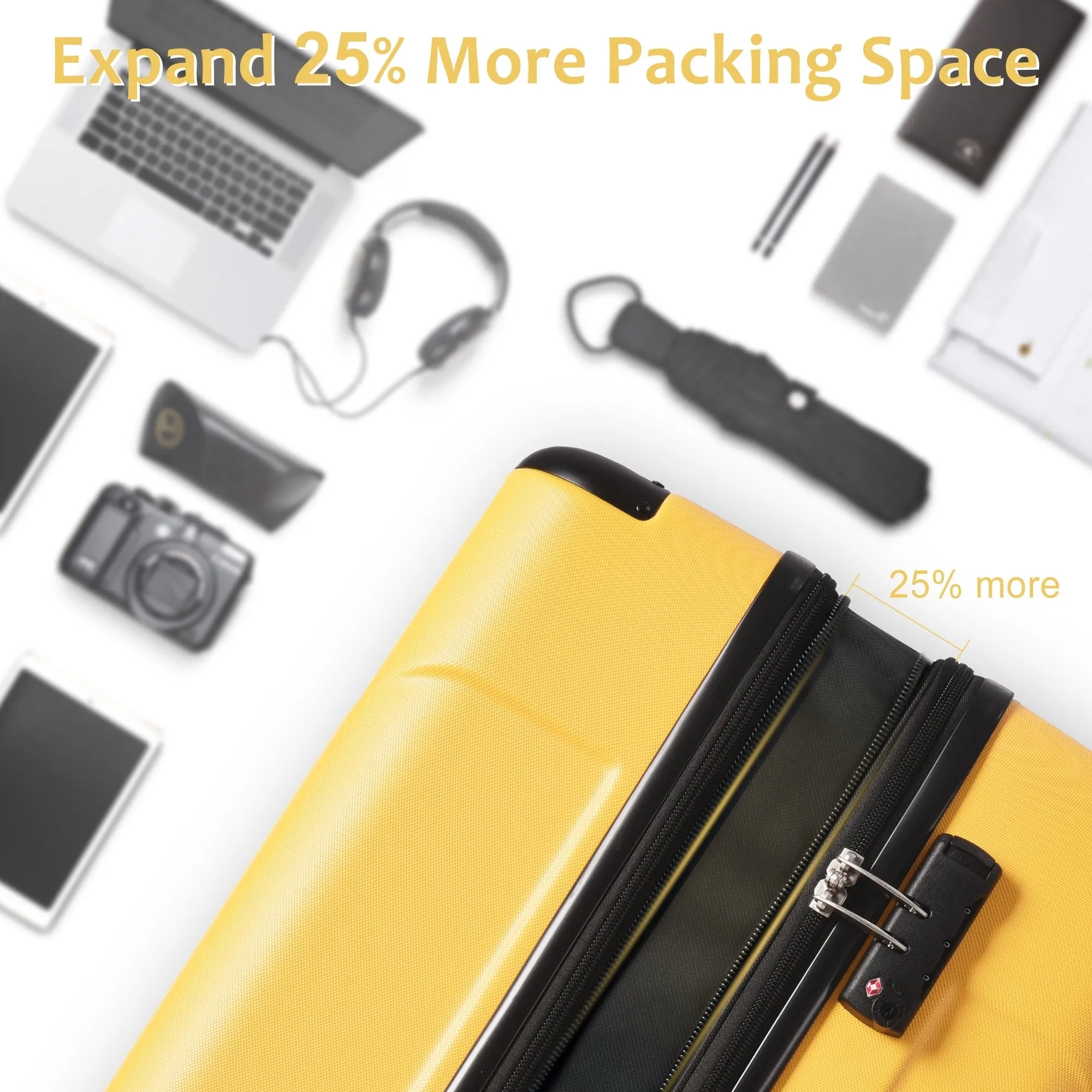 Hardside Luggage Sets 2 Piece Suitcase Set Expandable with TSA Lock Spinner Wheels for Men Women