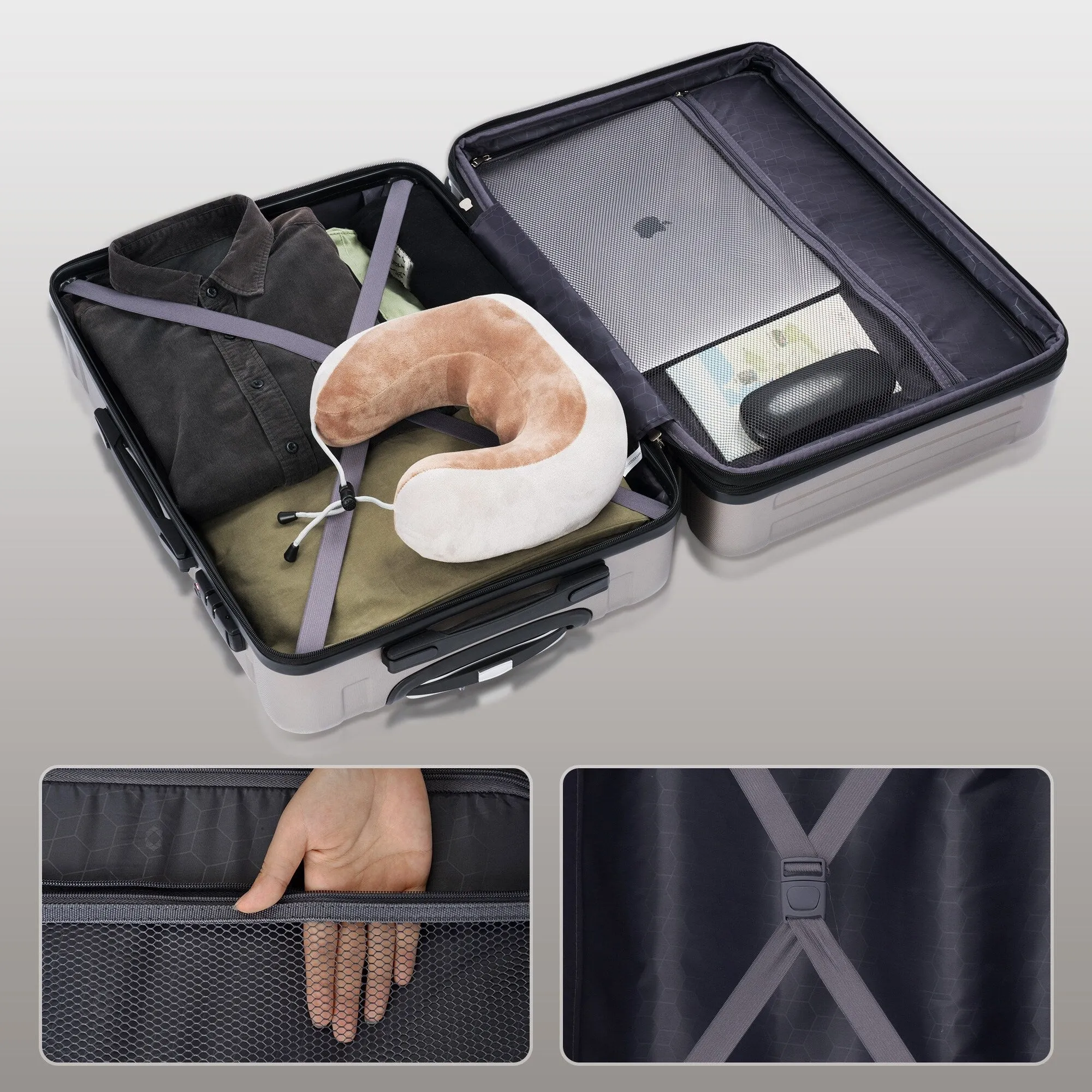 Hardside Suitcase sets 3 Piece Luggage Sets with TSA Lock 20''24''28''