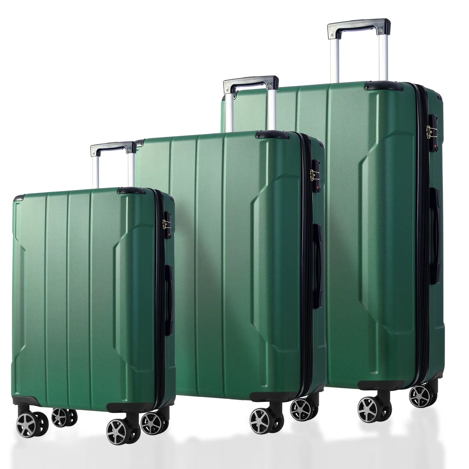 Hardsided Luggage Sets with Spinner Wheels and Side Handle, 3 Piece ABS Lightweight Suitcases (20/24/28) Inch