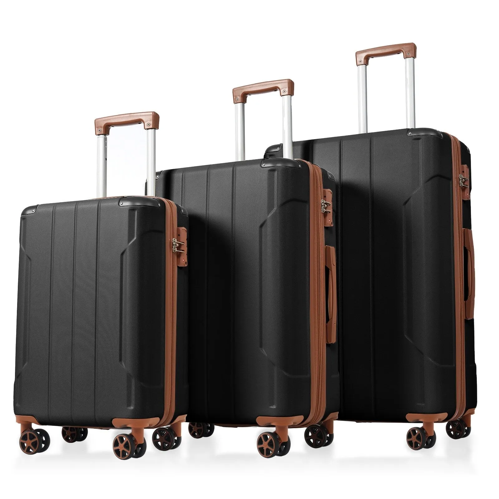 Hardsided Luggage Sets with Spinner Wheels and Side Handle, 3 Piece ABS Lightweight Suitcases (20/24/28) Inch