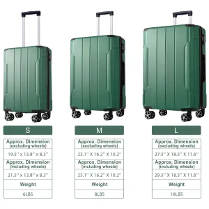 Hardsided Luggage Sets with Spinner Wheels and Side Handle, 3 Piece ABS Lightweight Suitcases (20/24/28) Inch