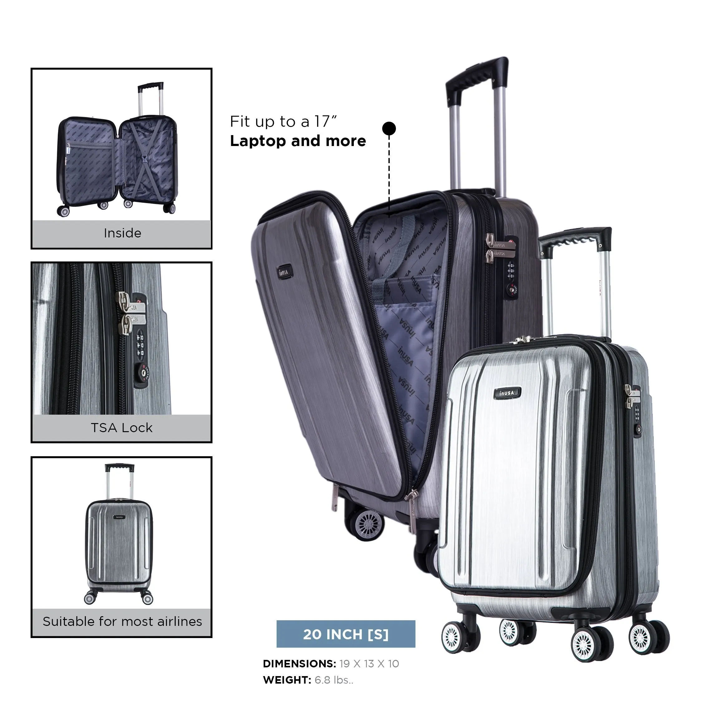 inUSA Southworld 19" 4-Wheel Carry-On Luggage