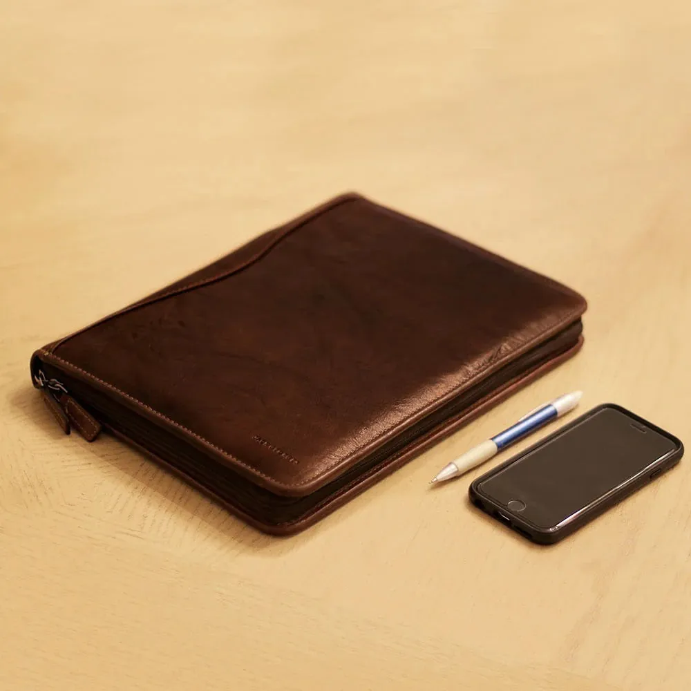 Jack Georges Voyager Collection Letter Size Zip Around Writing Pad Brown