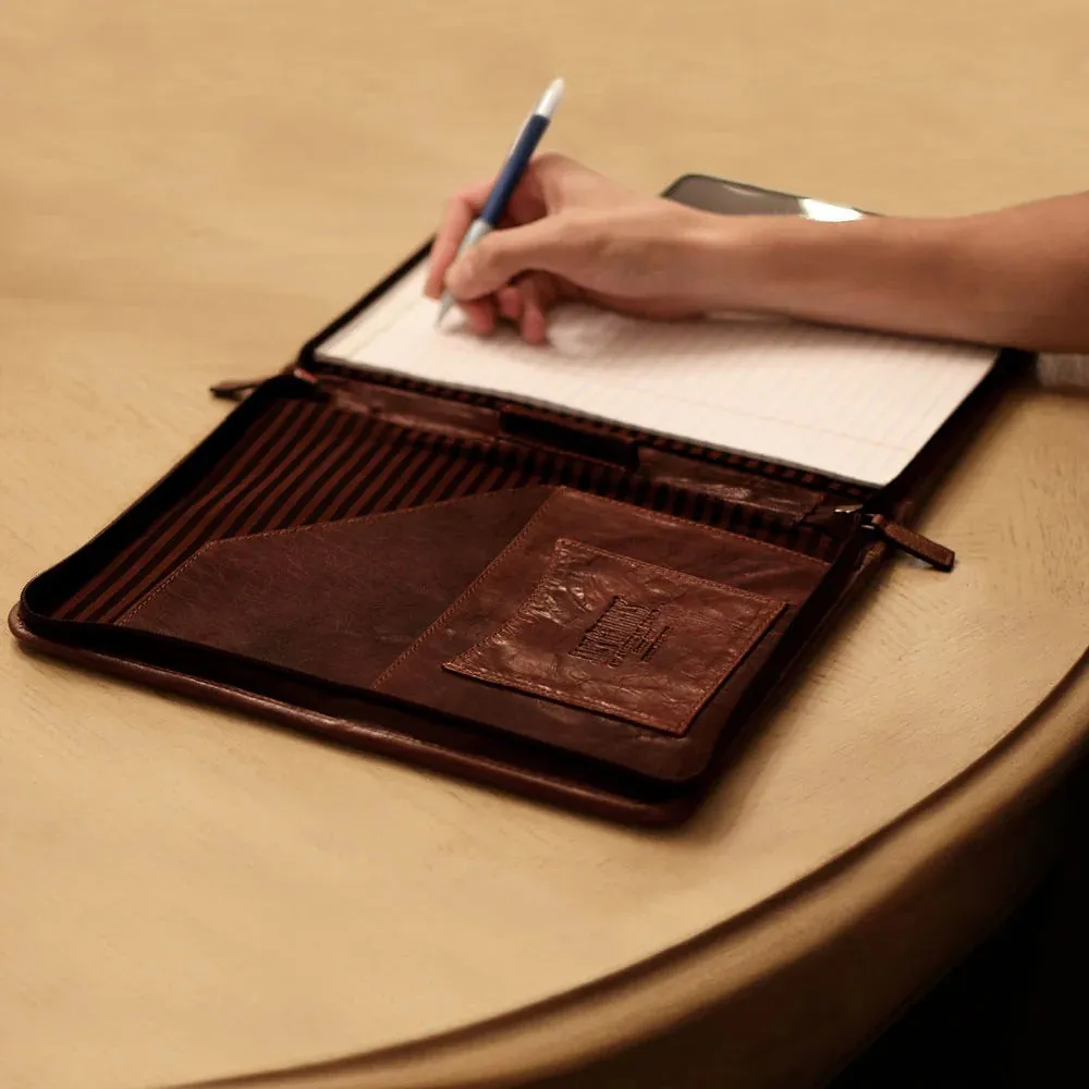 Jack Georges Voyager Collection Letter Size Zip Around Writing Pad Brown