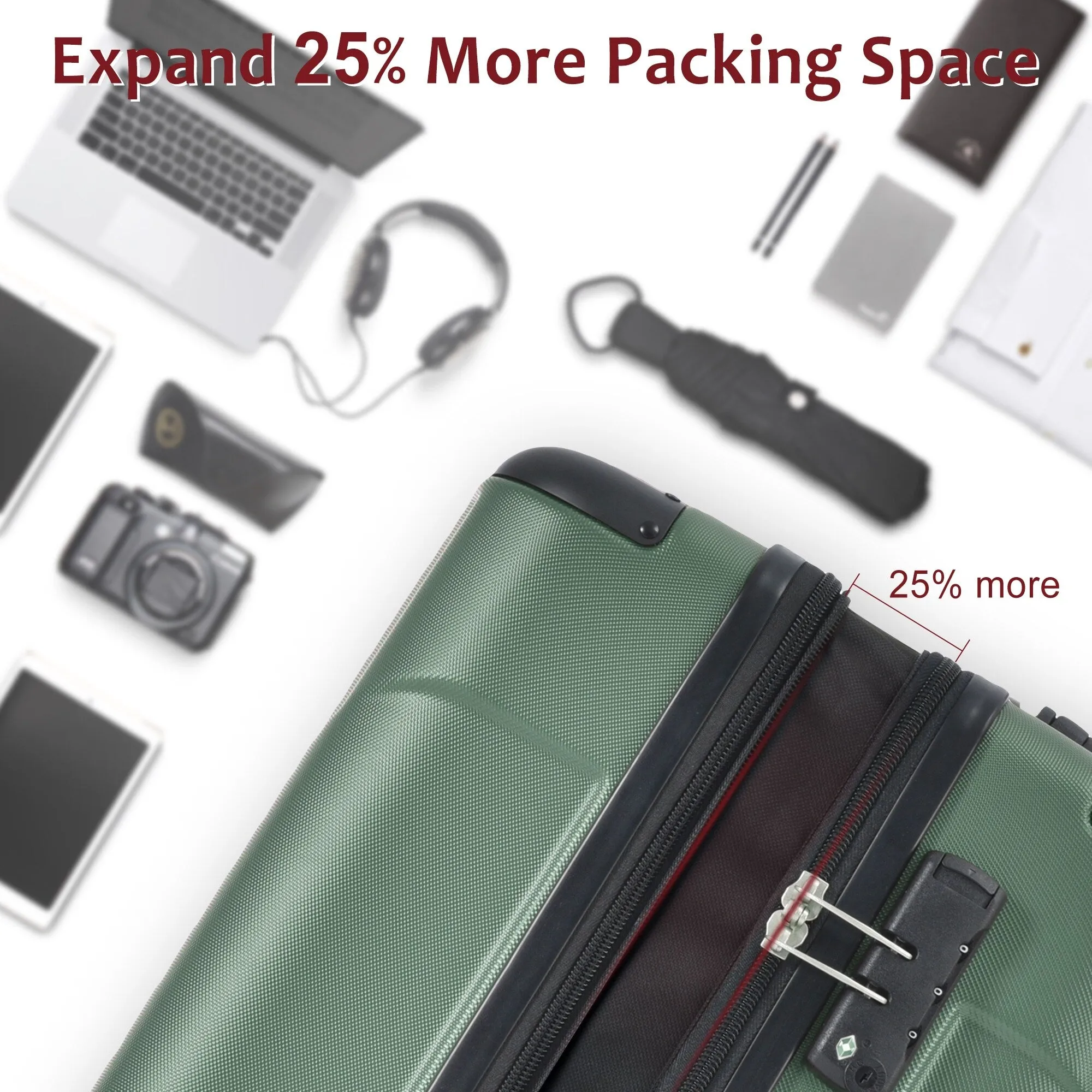Lightweight and Expandable 28" Suitcases with Universal Wheels, 2 Piece Luggage Sets with TSA Combination LOCK (20"/28")
