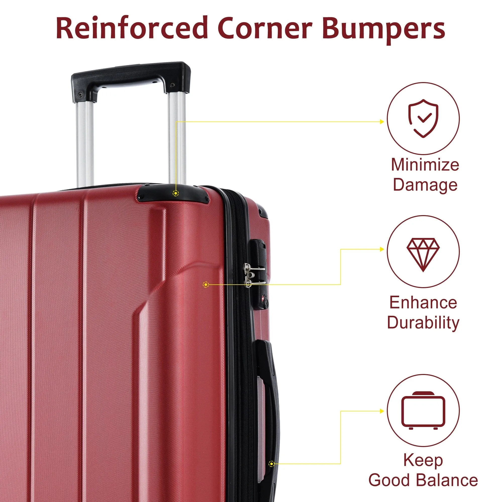 Lightweight and Expandable 28" Suitcases with Universal Wheels, 2 Piece Luggage Sets with TSA Combination LOCK (20"/28")