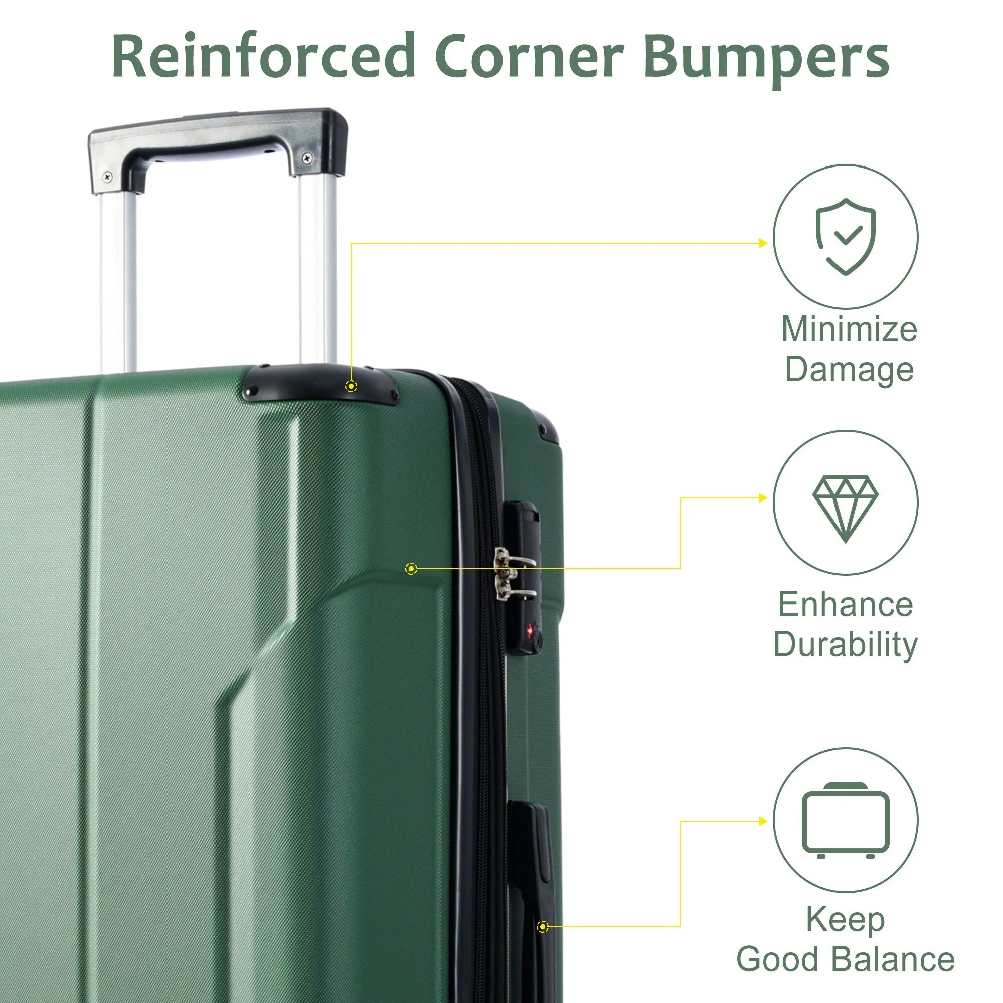 Lightweight and Expandable 28" Suitcases with Universal Wheels, 2 Piece Luggage Sets with TSA Combination LOCK (20"/28")