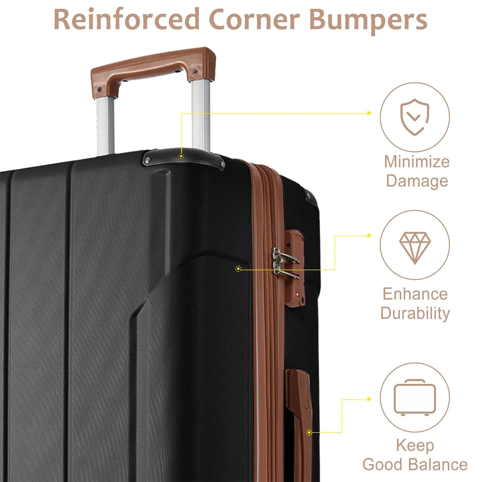 Lightweight and Expandable 28" Suitcases with Universal Wheels, 2 Piece Luggage Sets with TSA Combination LOCK (20"/28")